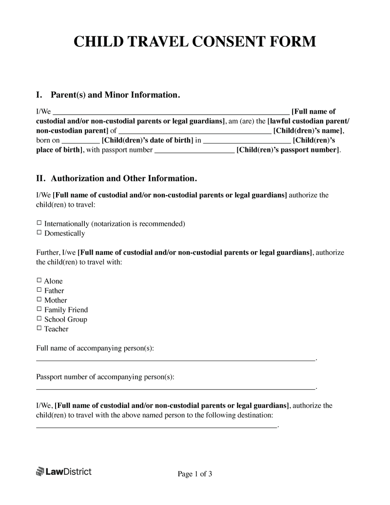 Letter Of Consent For Child To Travel With Grandparents Pdf