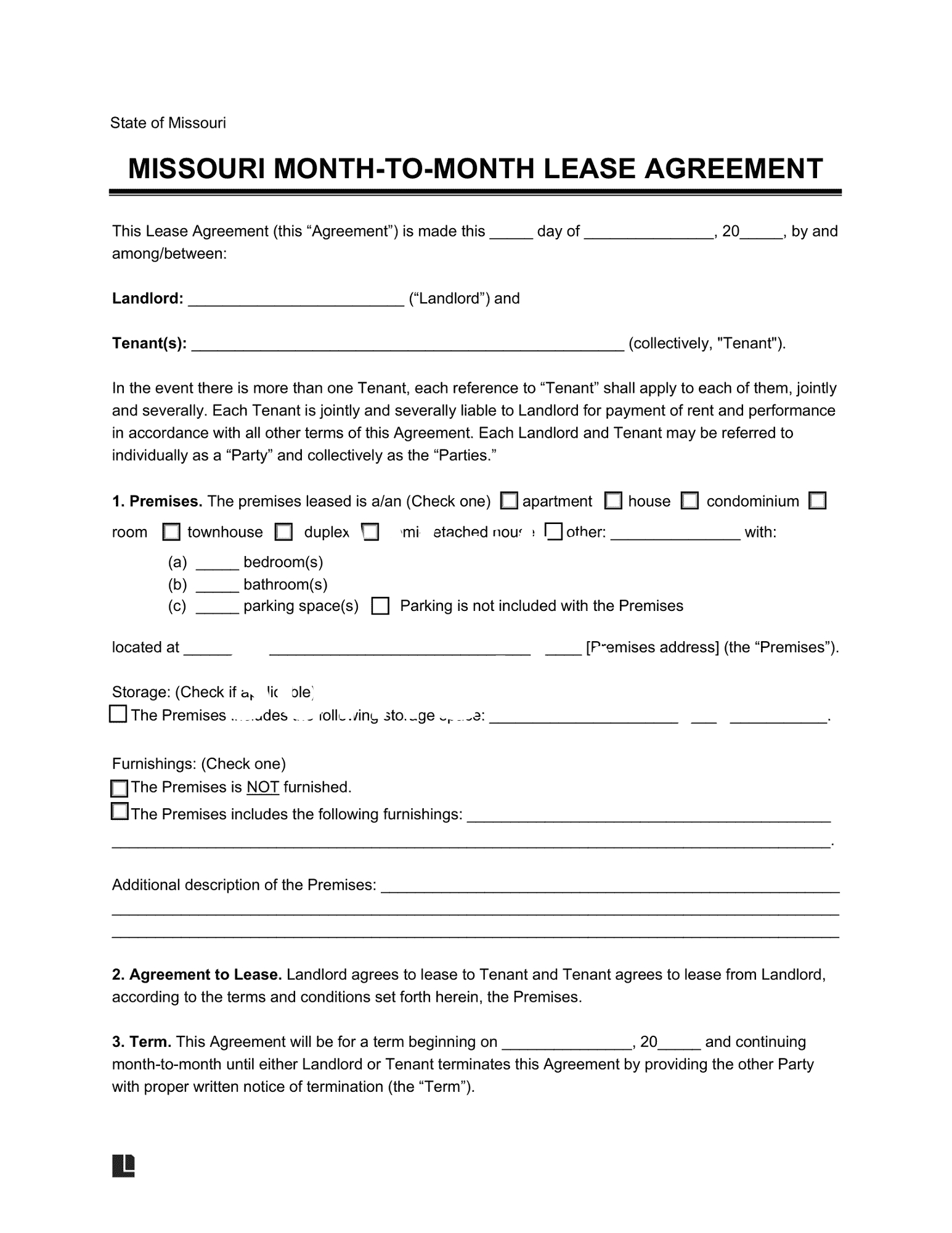 Free Month To Month Lease Agreement Template