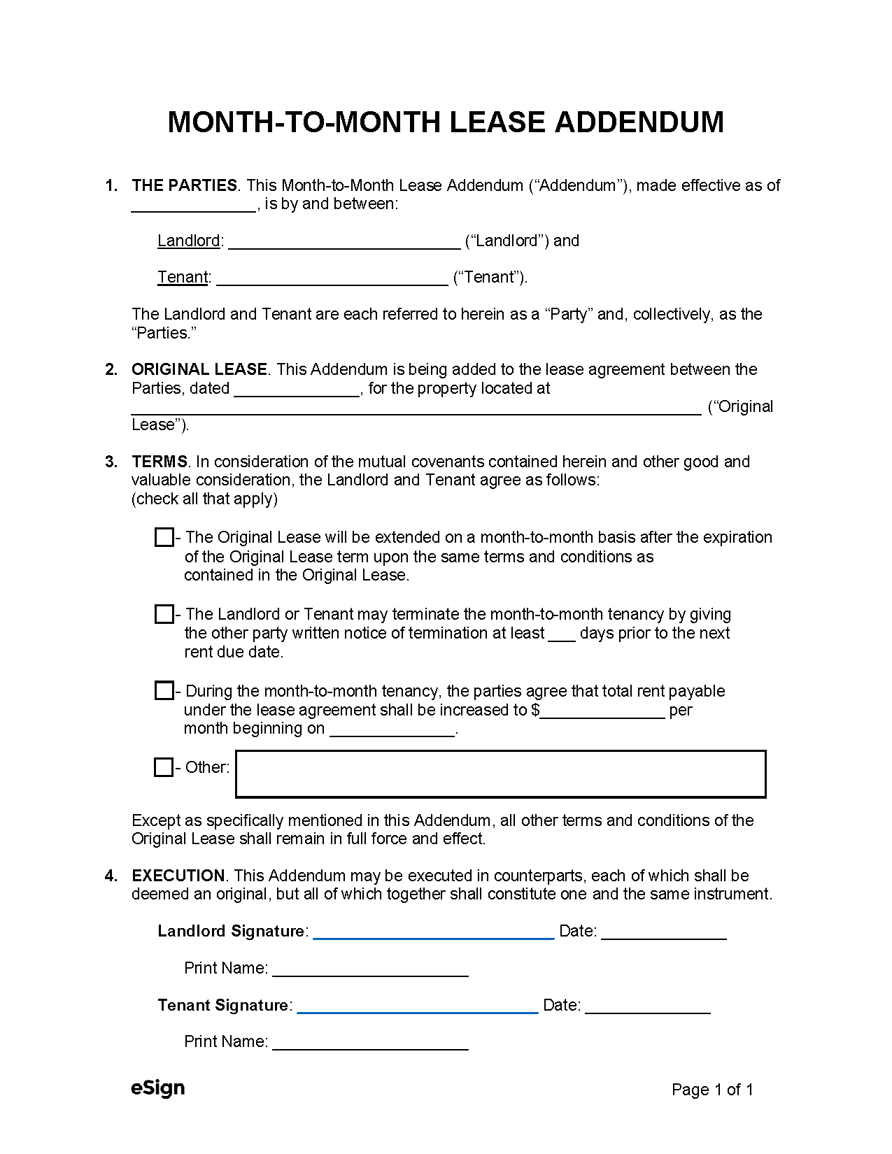 Month To Month Rental Agreement Form Free