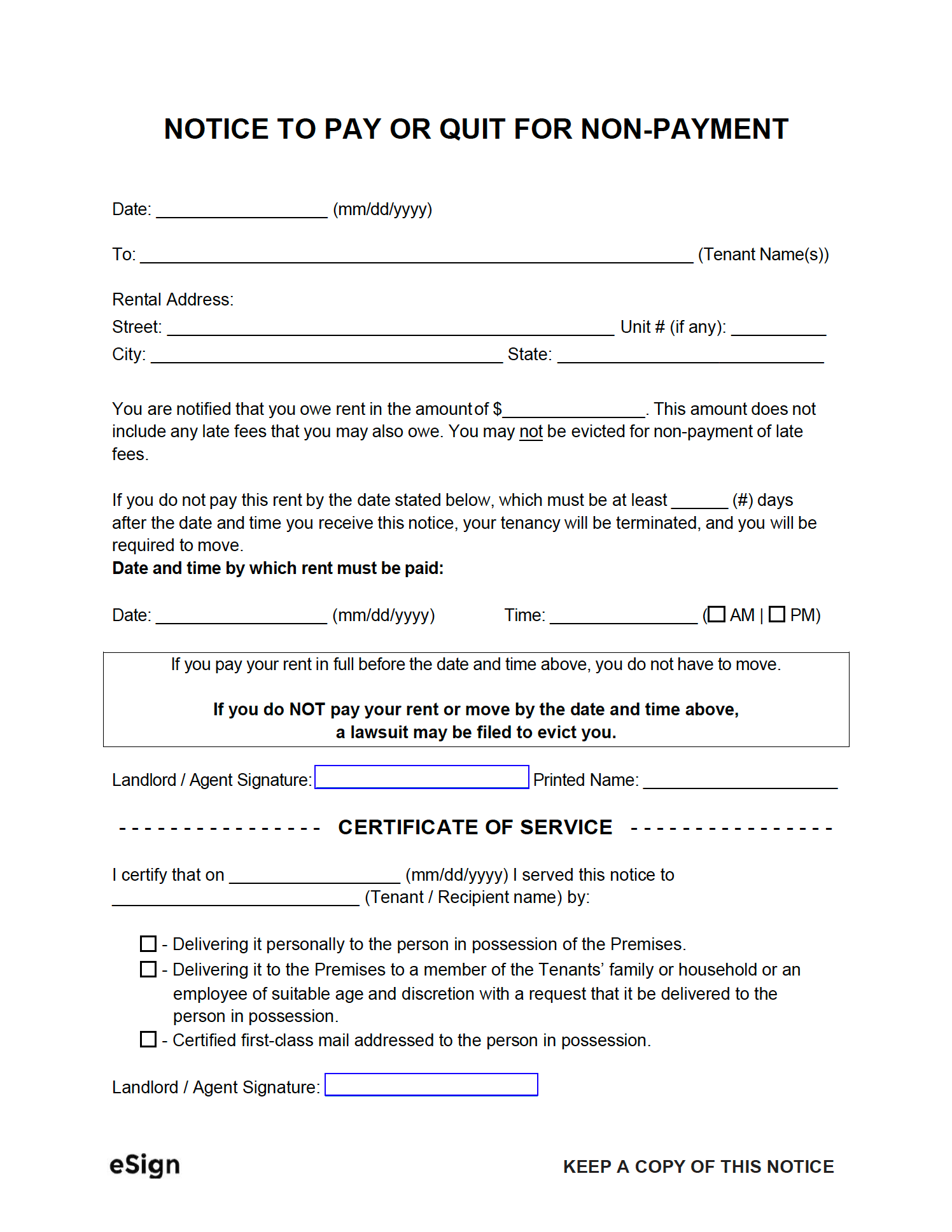 Late Rent Notice Template Pdf Free