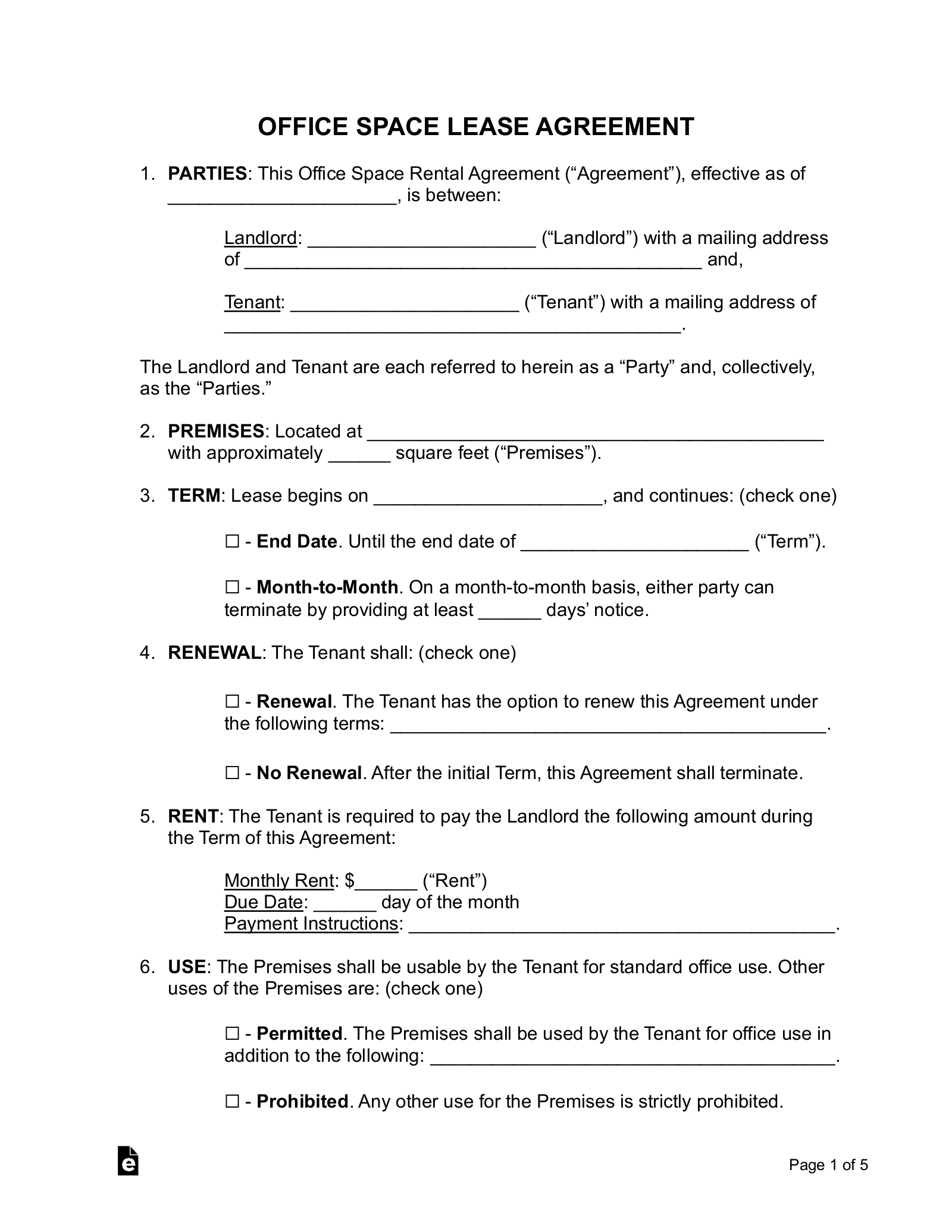 Free Commercial Lease Agreement Template Word