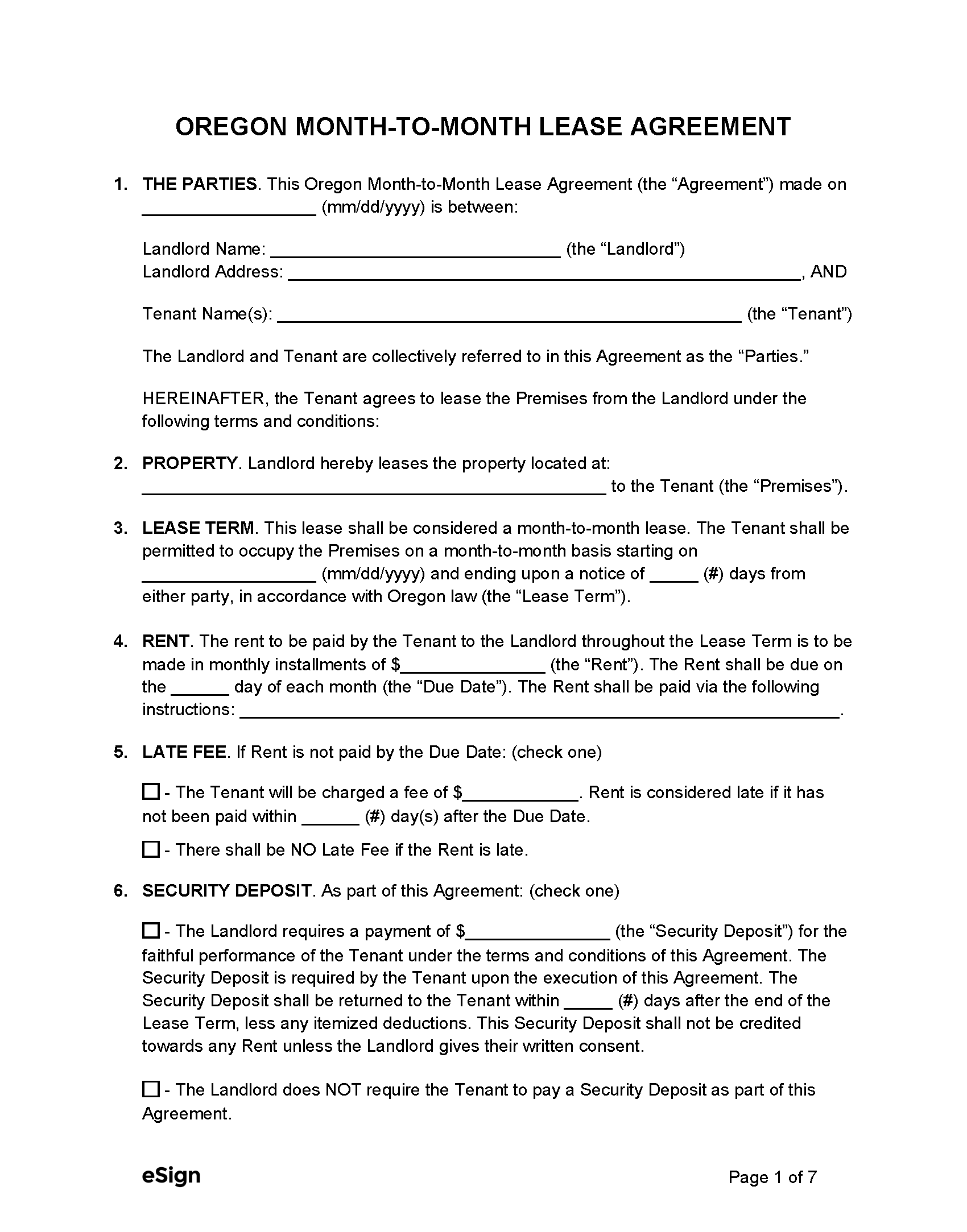 Month To Month Lease Agreement Template Word