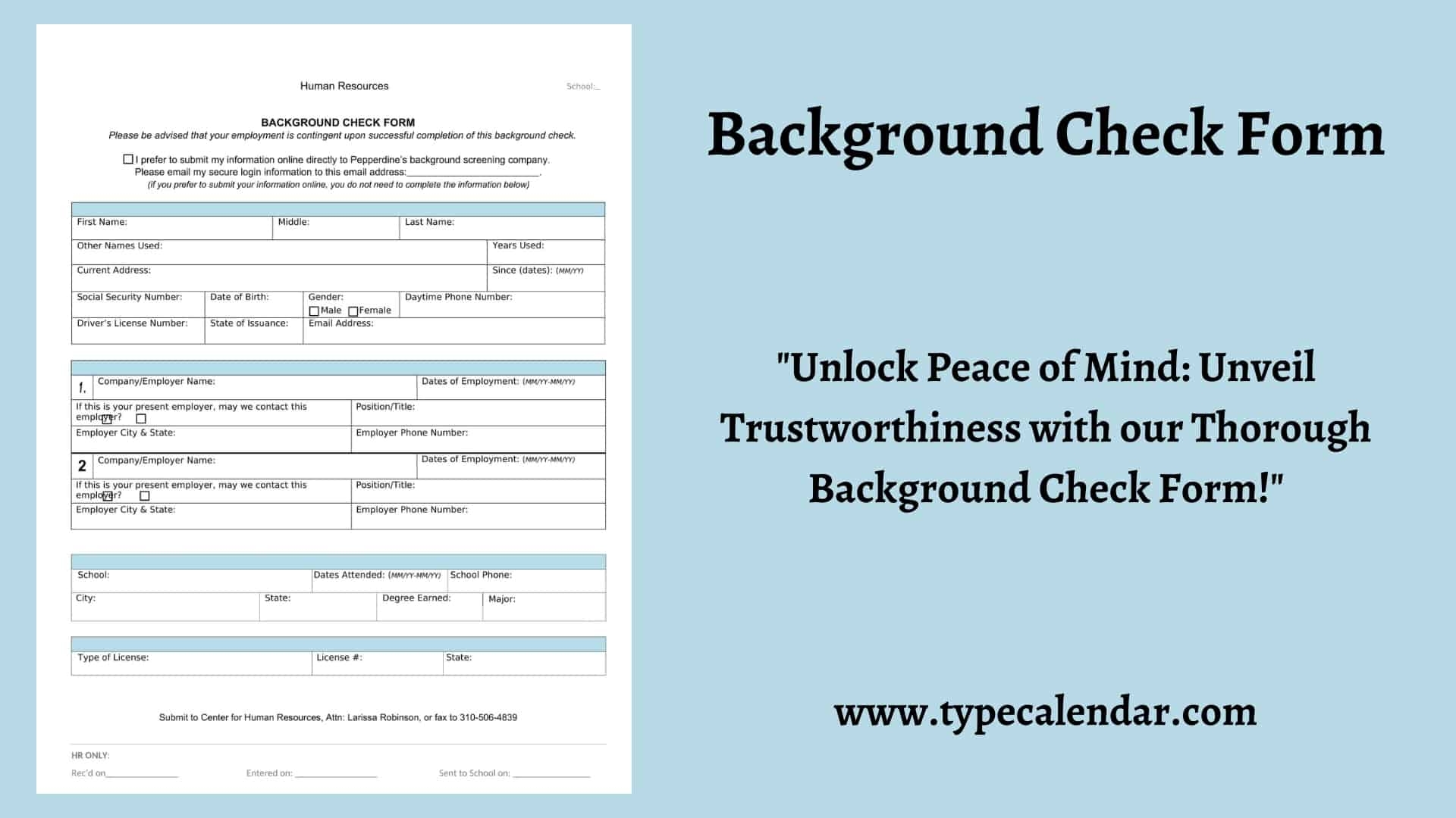 Background Check For Employment Form