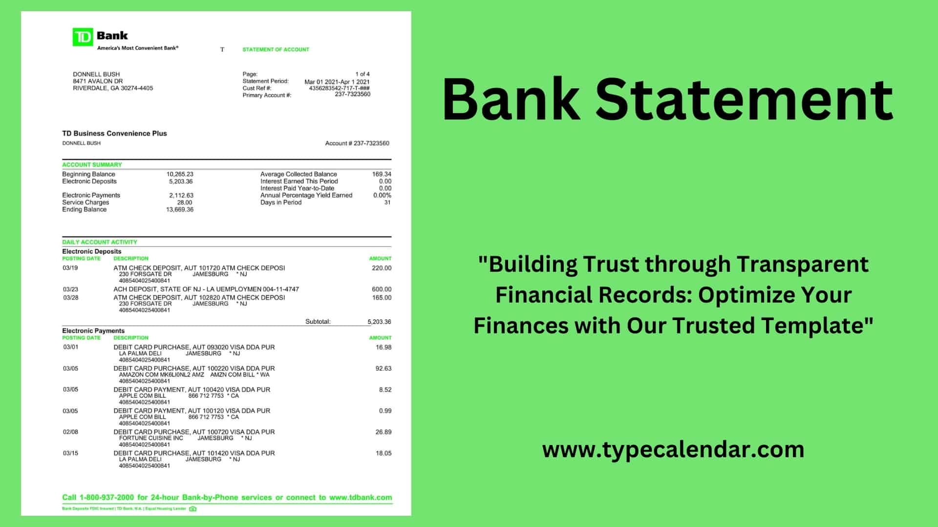 Make Bank Statement Online Free