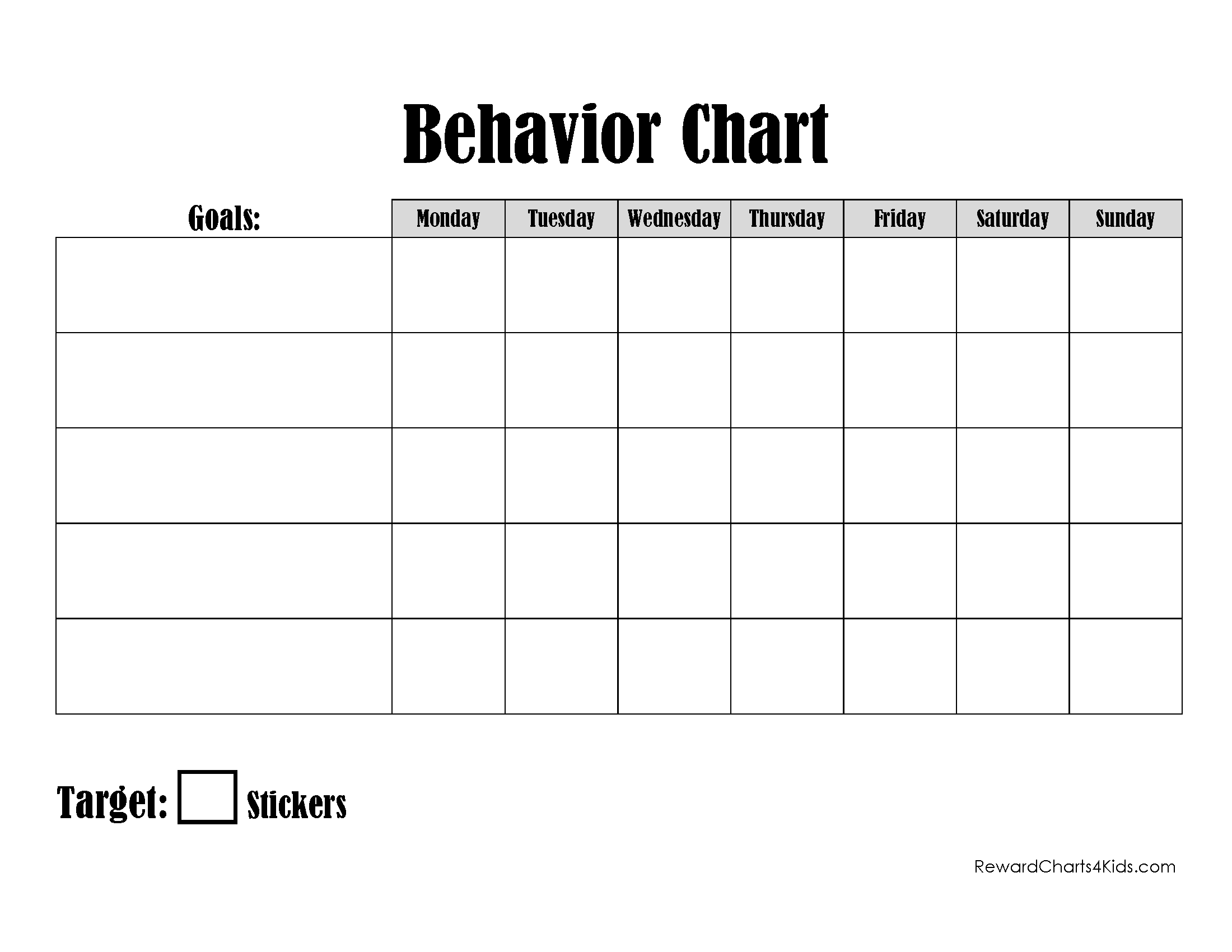 Free Behavior Charts For Teachers