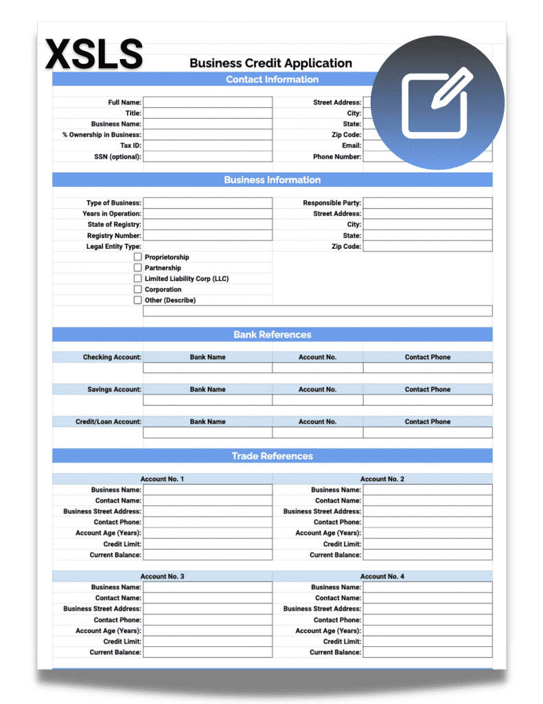 Credit Application Form For Business