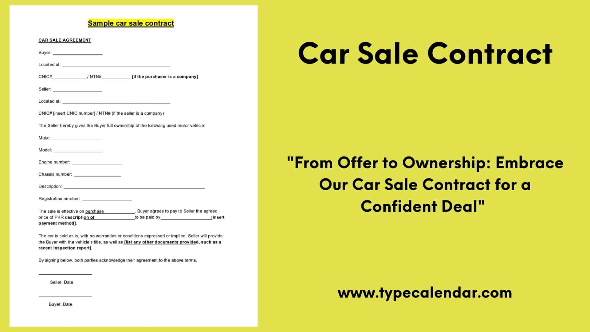 Vehicle Sales Agreement Template Word