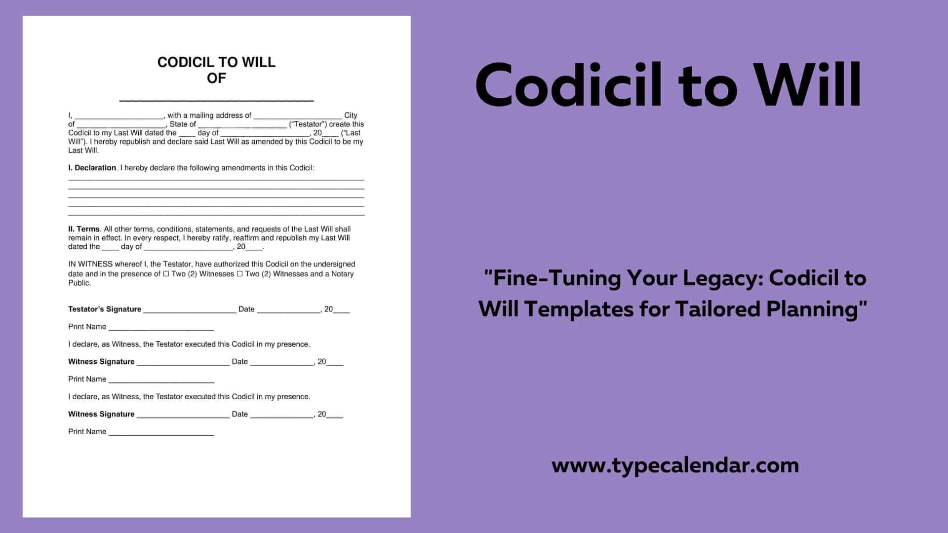 Free Codicil To Will Forms