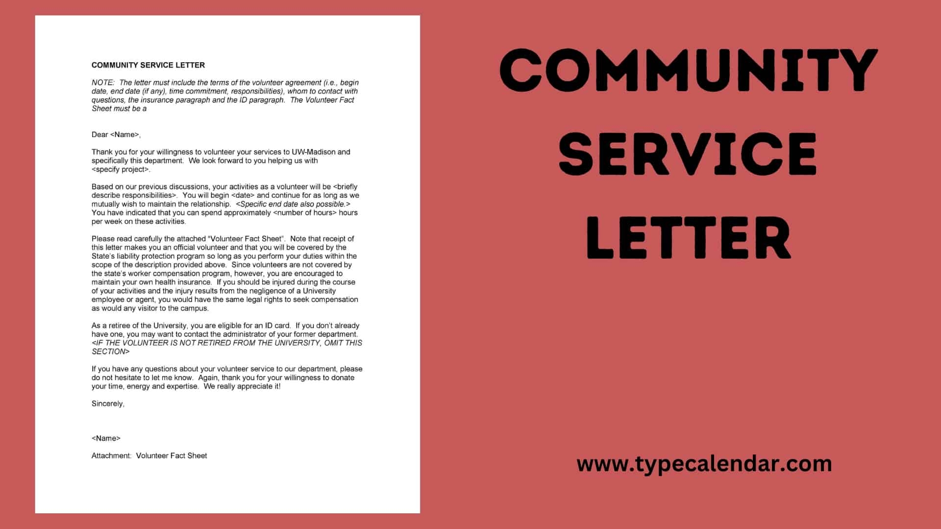 Volunteer Work Community Service Letter