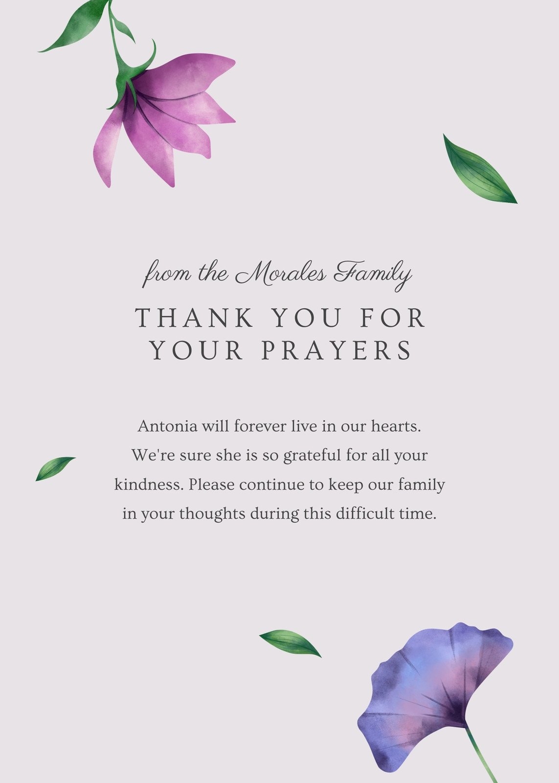 Free Printable Funeral Thank You Card Templates To Customize Canva