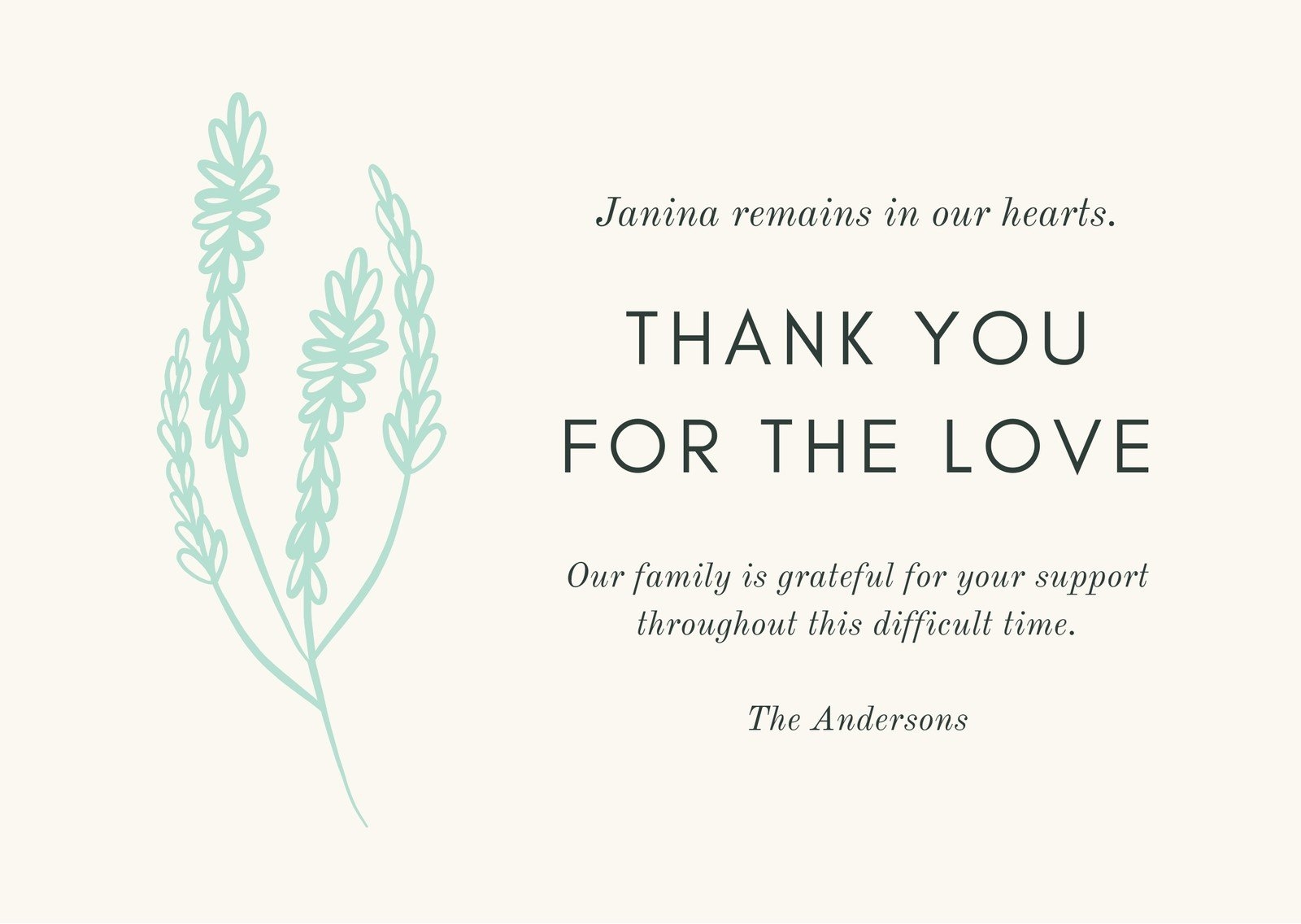 Printable Free Funeral Thank You Cards Templates
