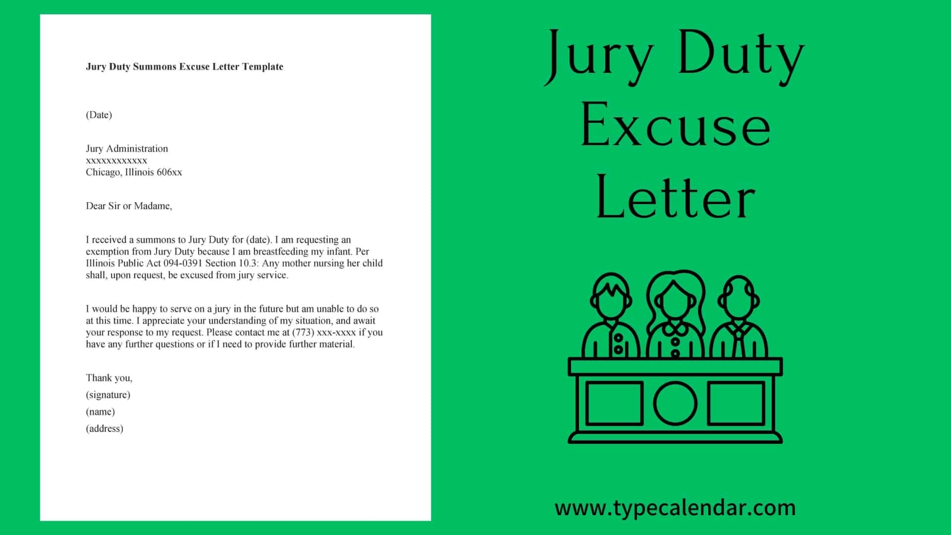 Free Printable Jury Duty Excuse Letter Templates PDF Employer Doctor