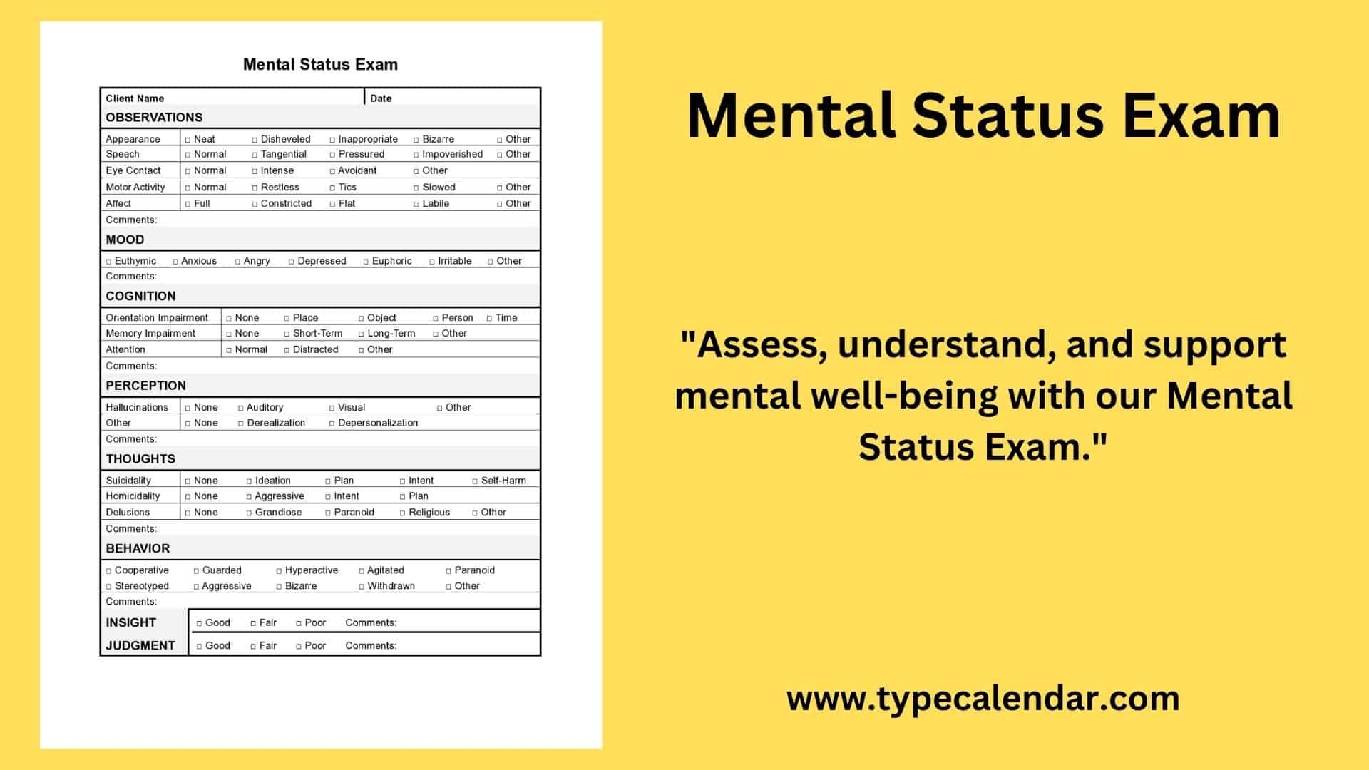 Mental Status Exam Template Word