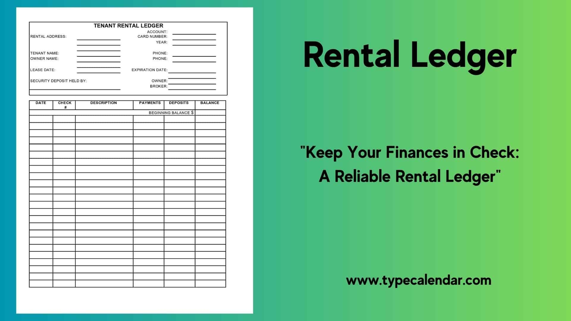 Rental Ledger Template Free Download