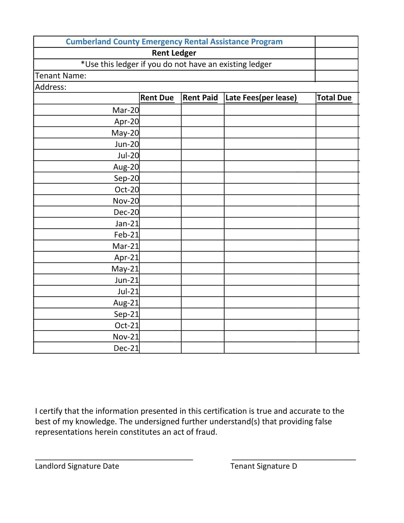 Free Rental Ledger From Private Landlord
