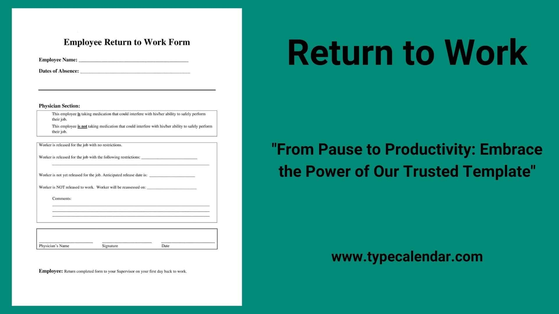 Employee Return To Work Form