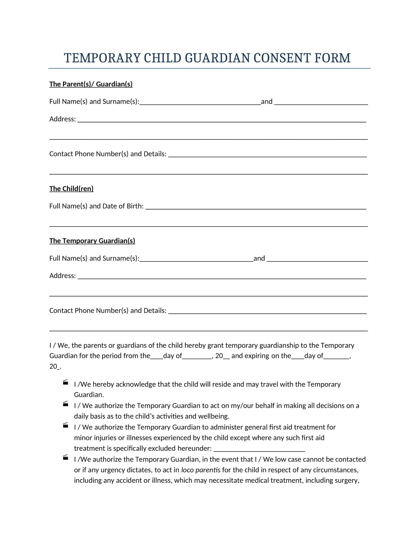Printable Legal Guardianship Forms Pdf