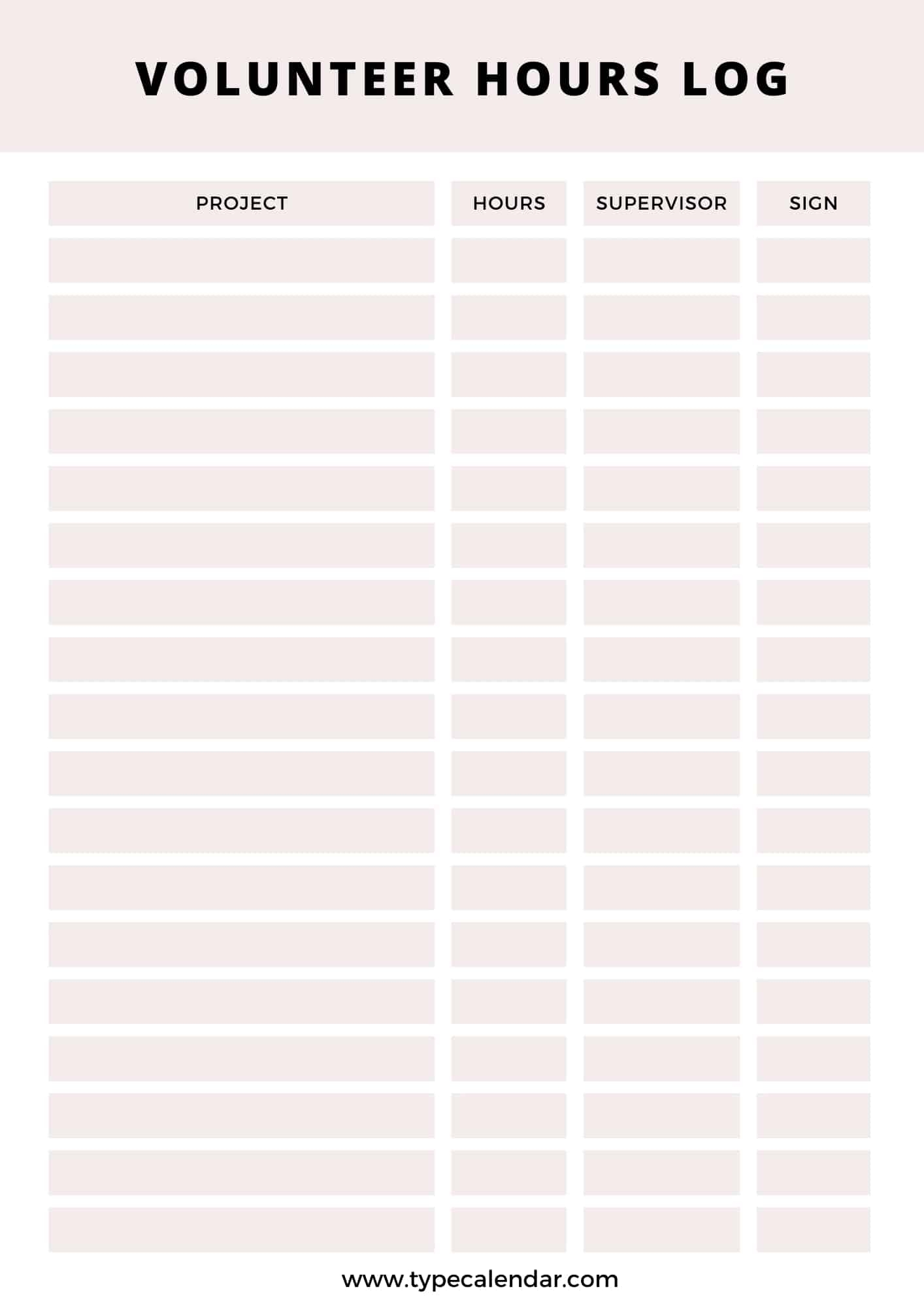 Log For Community Service Hours