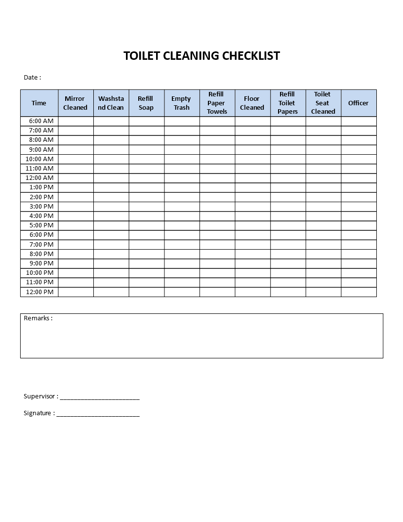 Bathroom Cleaning Checklist For Employees