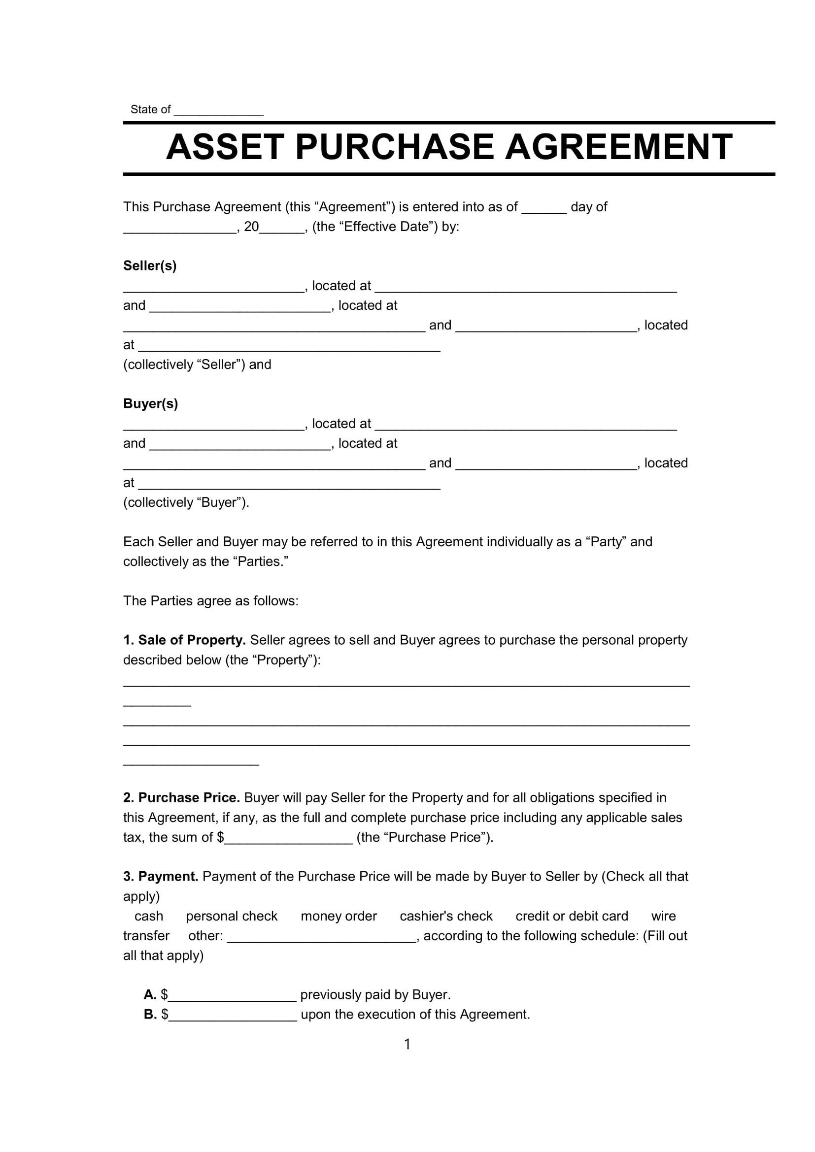 Sale Agreement Format In Word