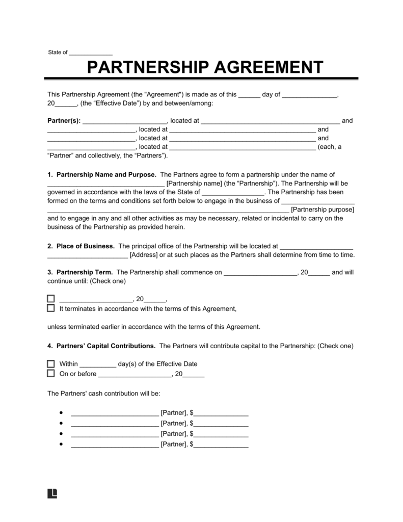Free Real Estate Partnership Agreement Template PDF Word