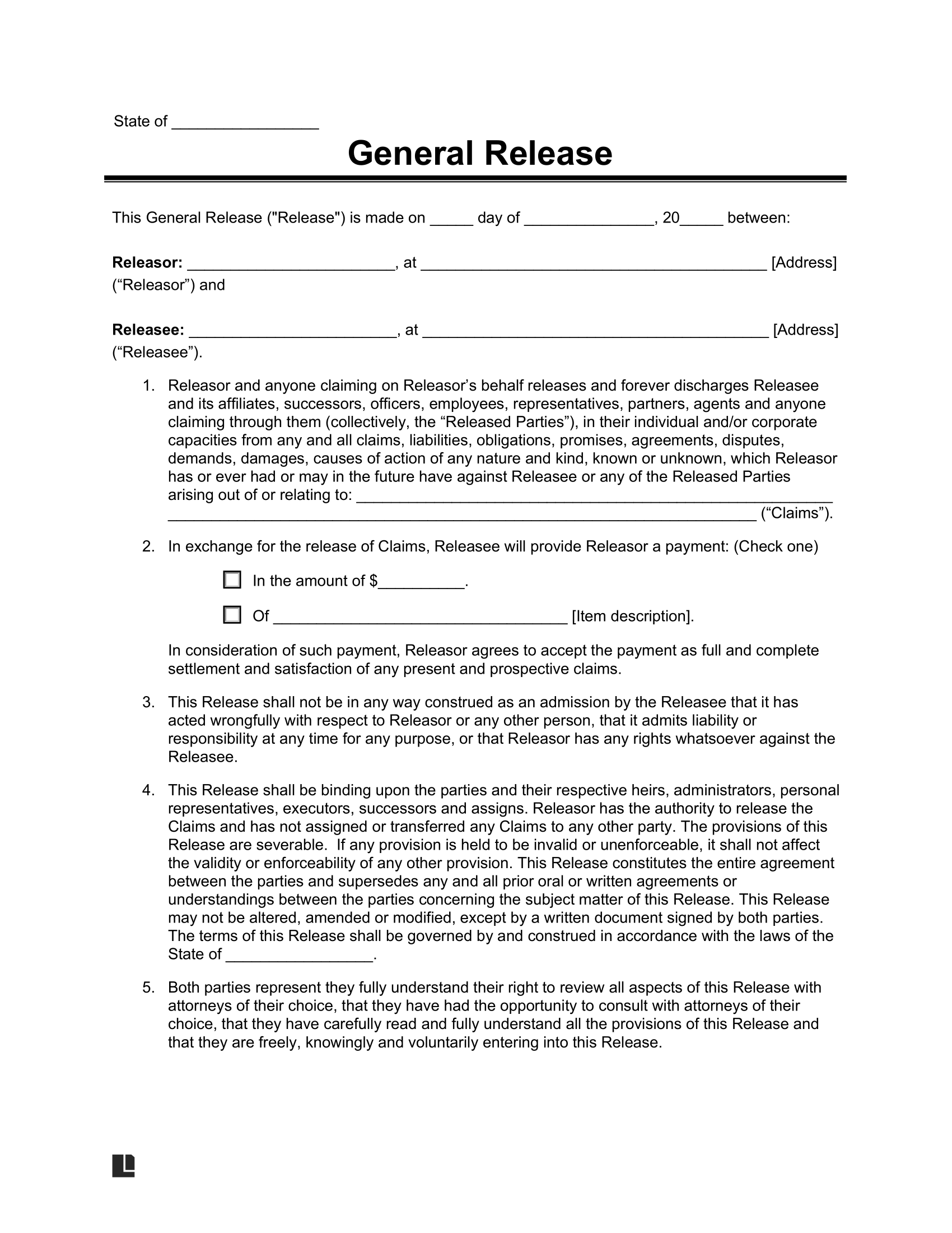Free Release Of Liability Waiver Agreement Form PDF Word