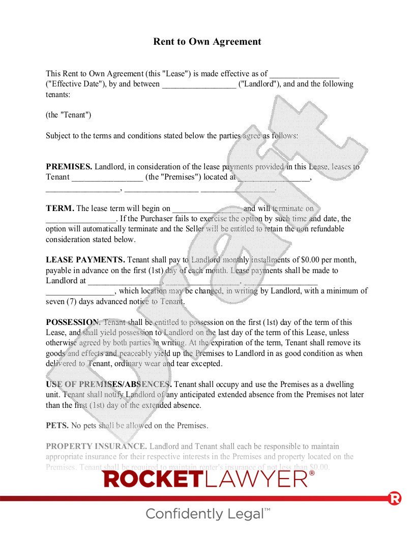 Free Rent To Own Contract Forms
