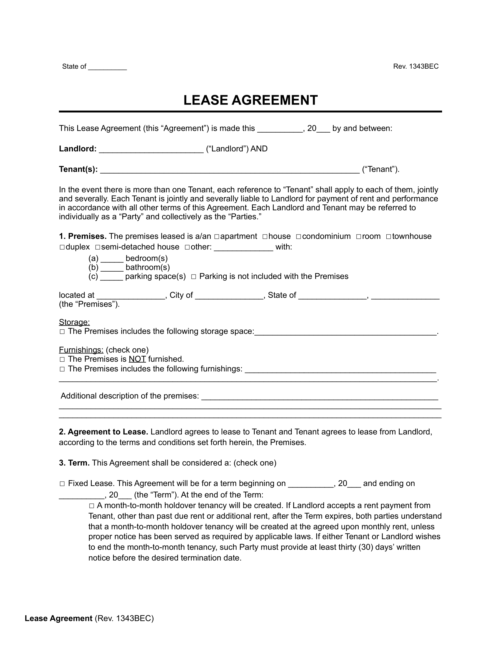 Simple Land Lease Agreement Form