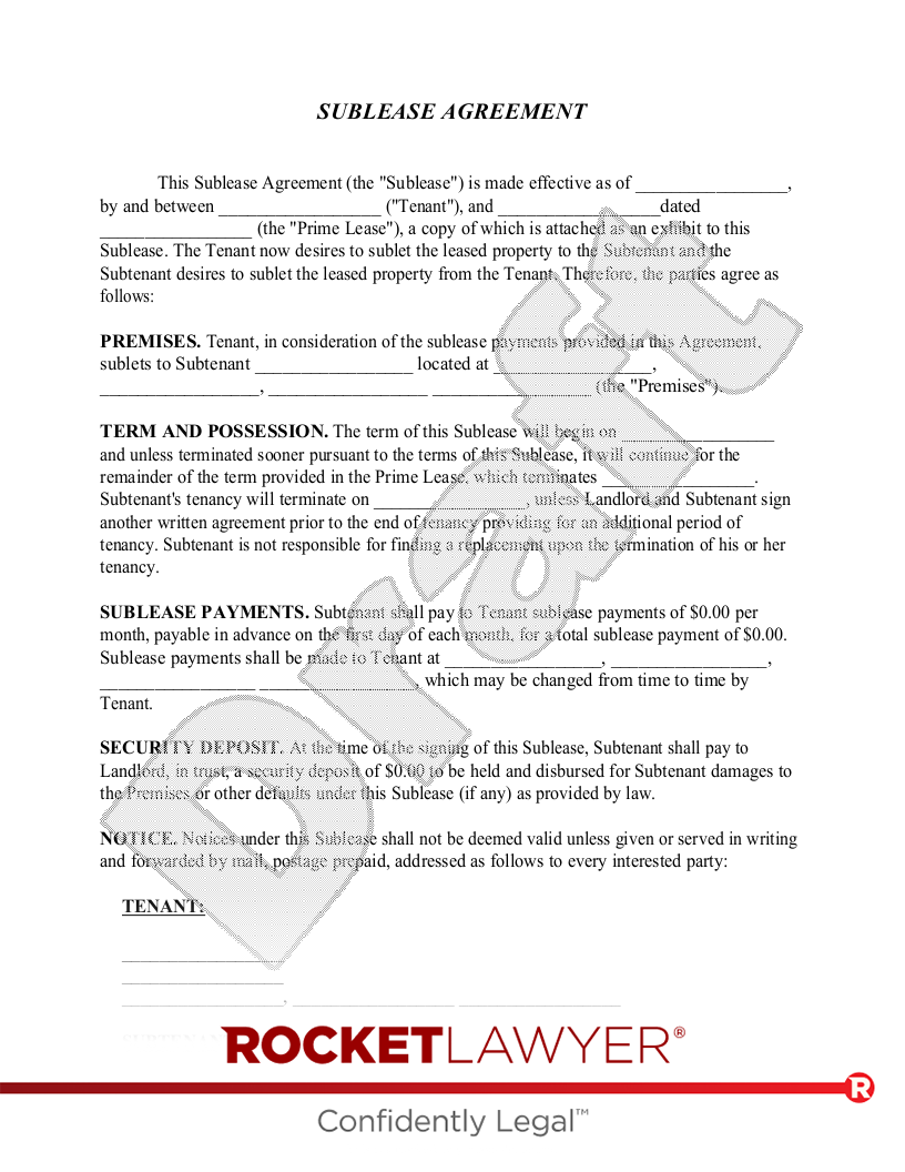 Sample Room Rental Lease Agreement