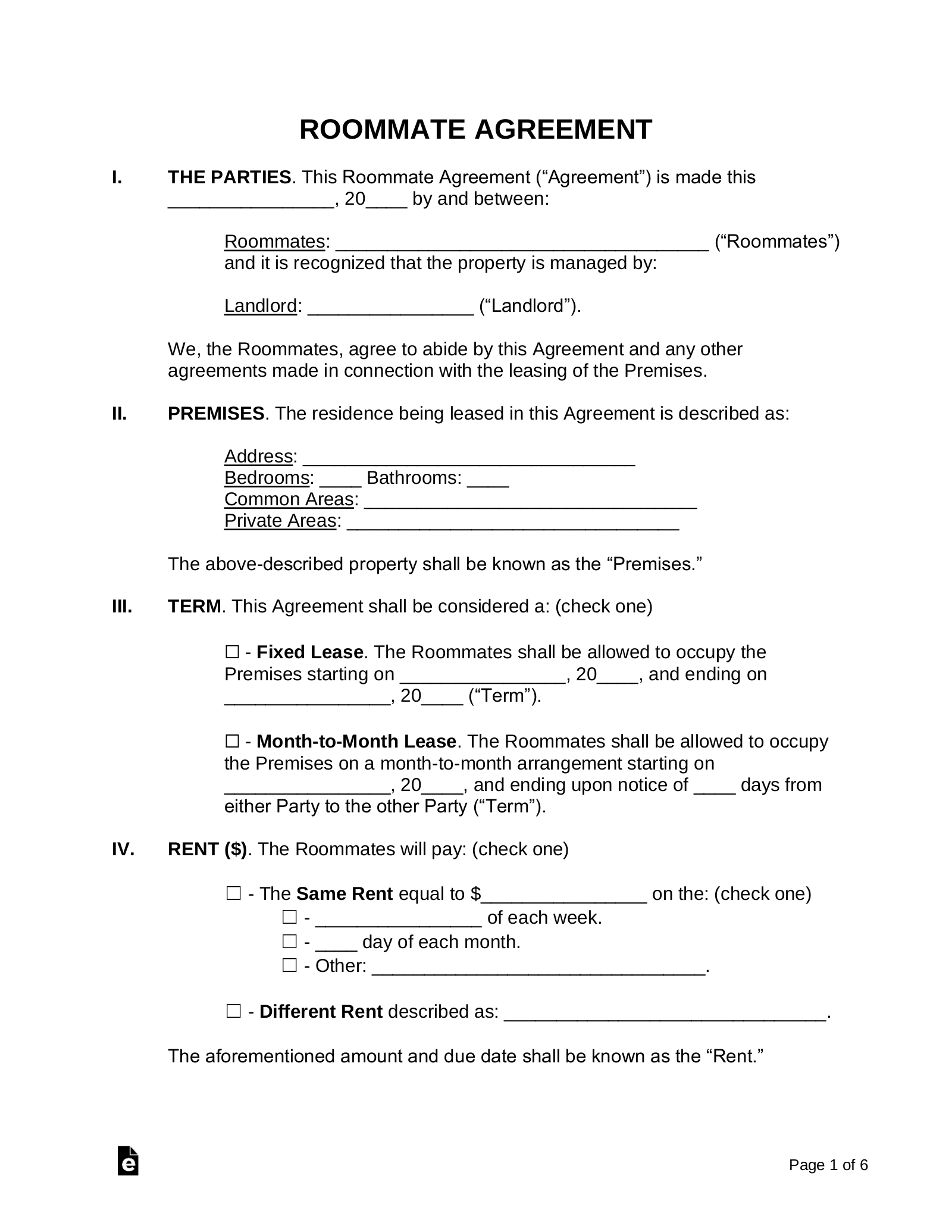 Room Lease Agreement Template Word