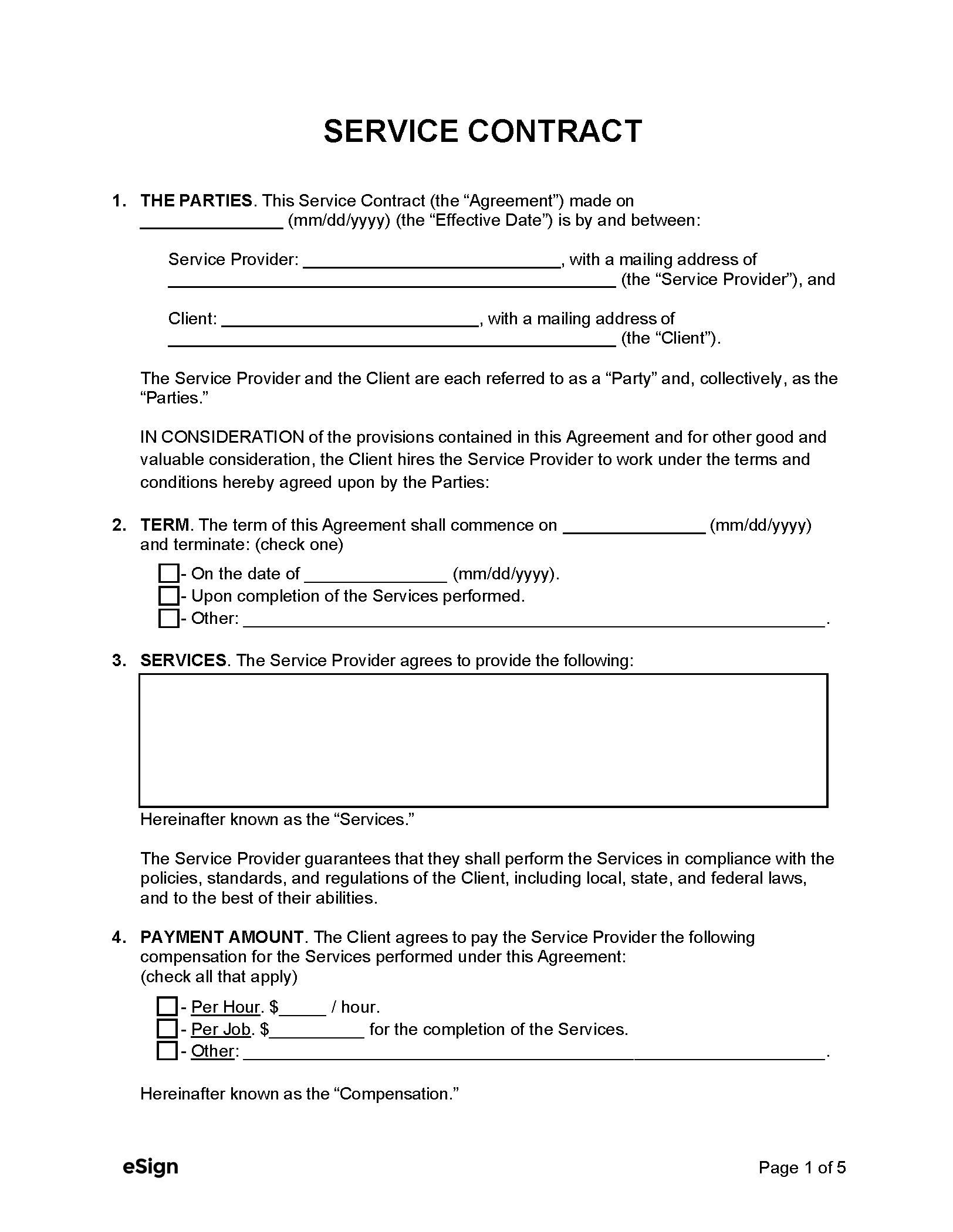Free Service Contract Templates 20 PDF Word