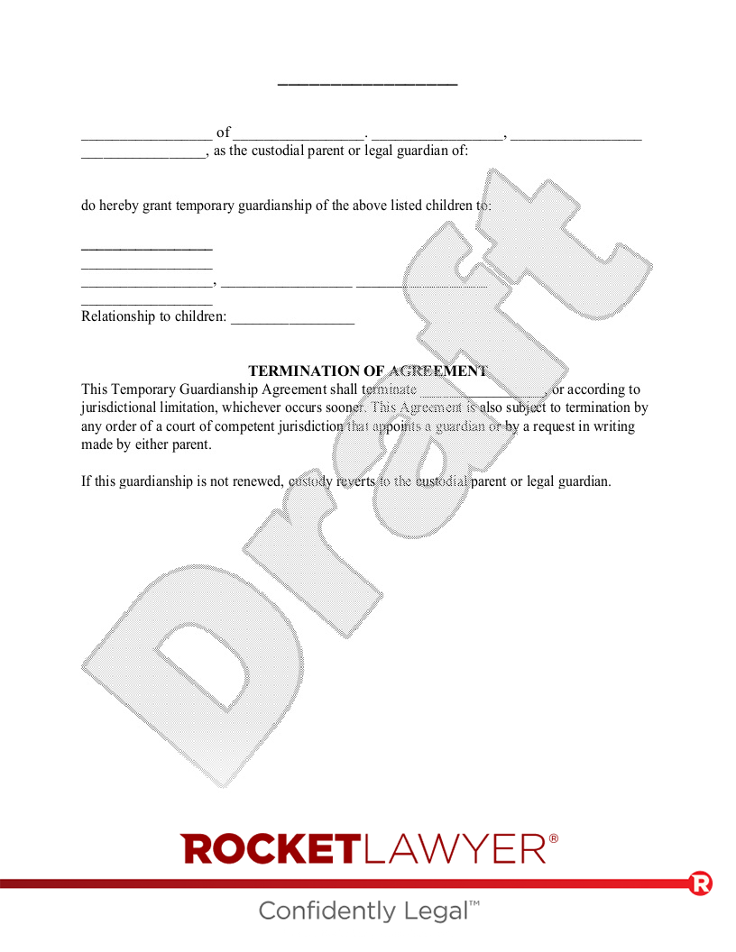 Notarized Printable Temporary Guardianship Agreement Form