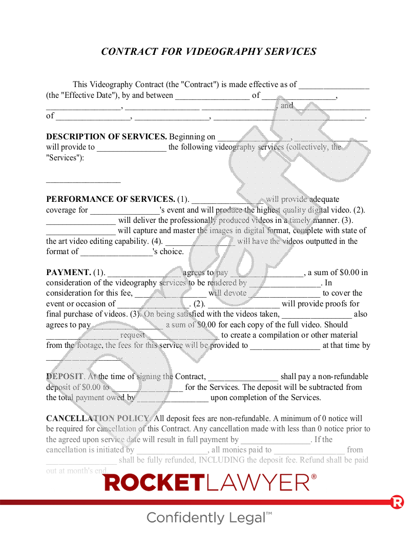 Free Videography Contract Make Sign Download Rocket Lawyer