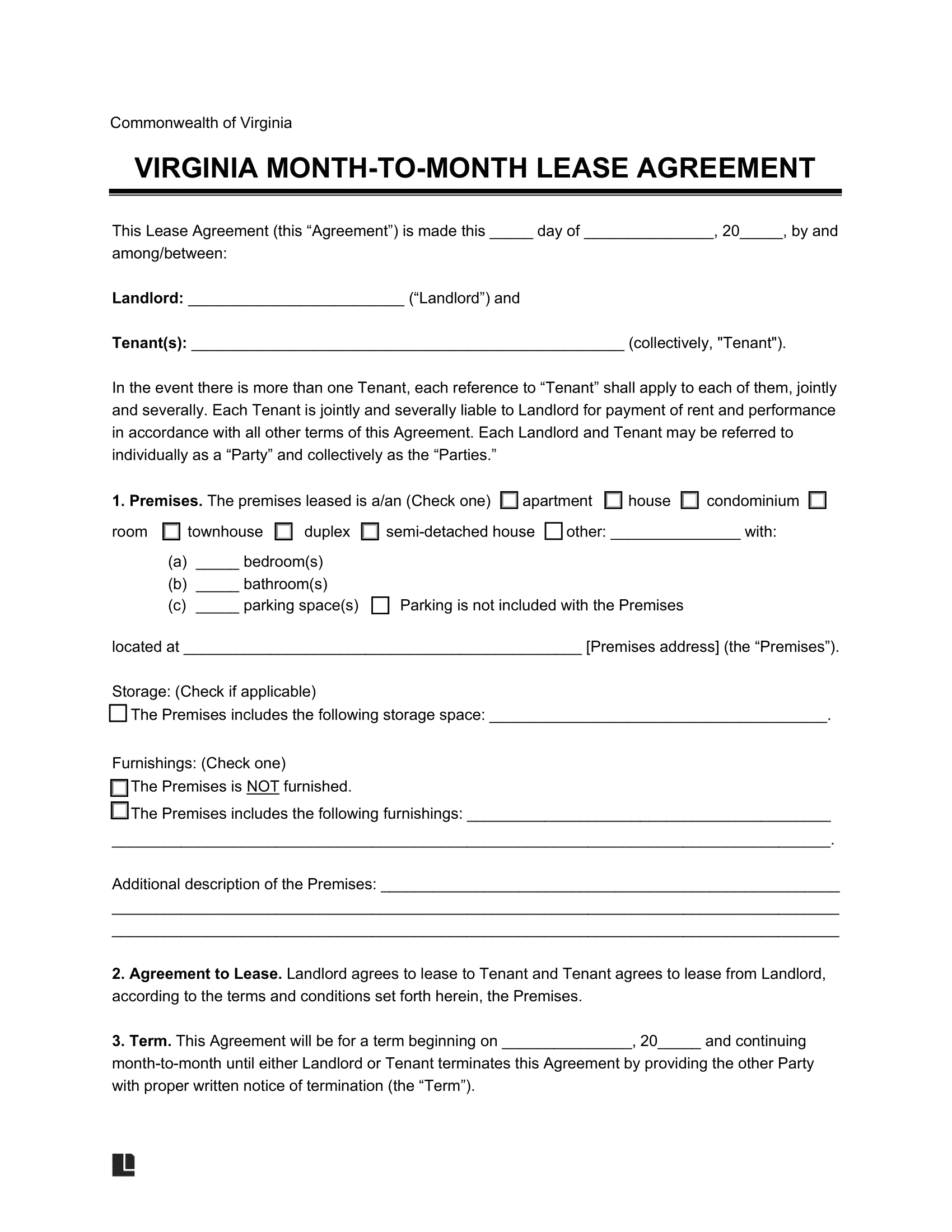 Simple Month To Month Rental Agreement