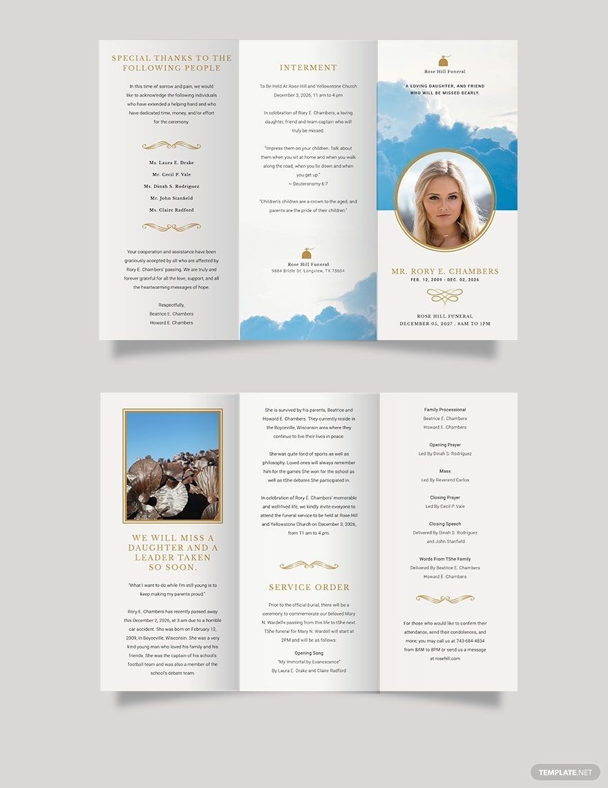 Bi Fold Funeral Program Template Word Free