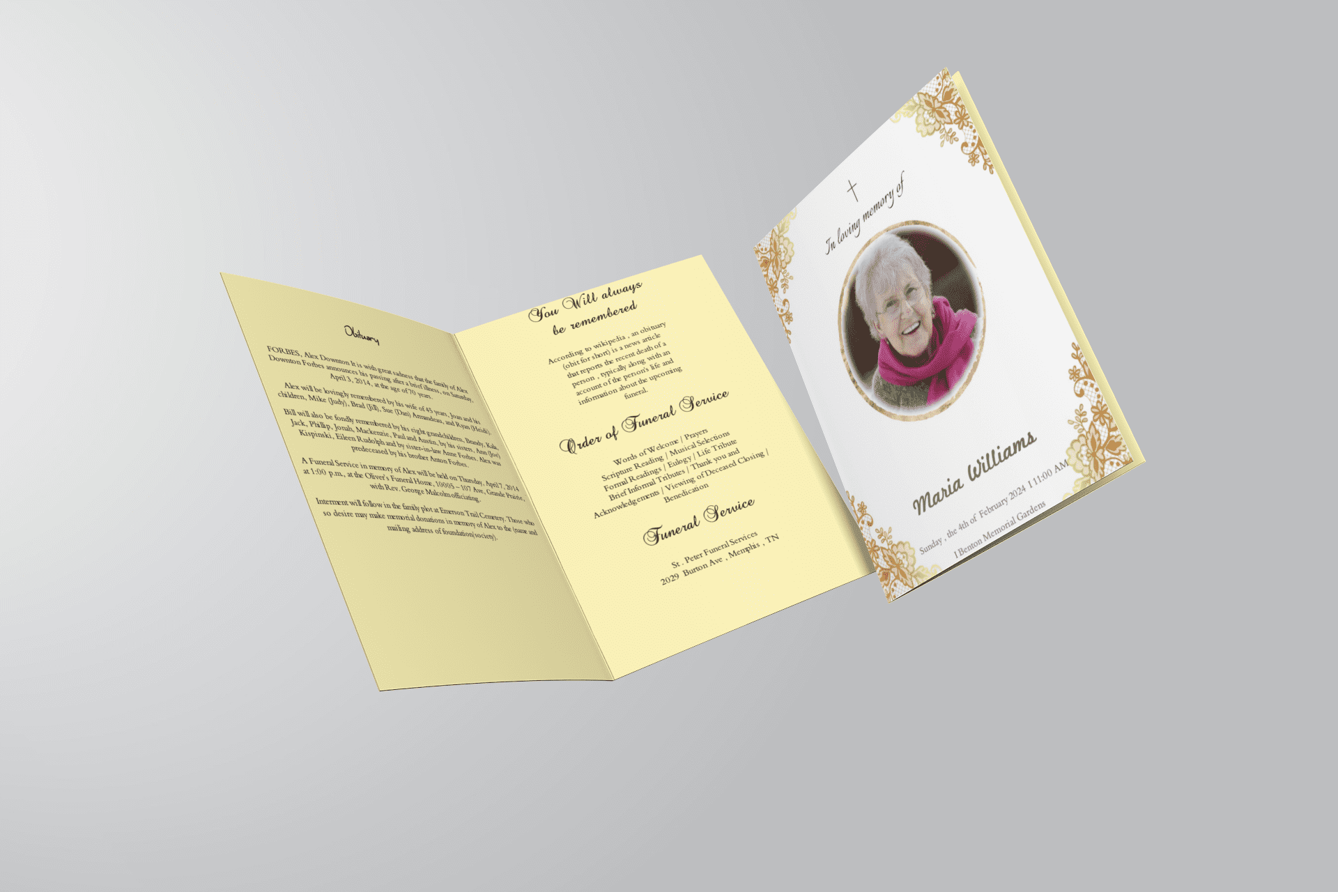 Downloadable Free Editable Funeral Program Template Microsoft Word