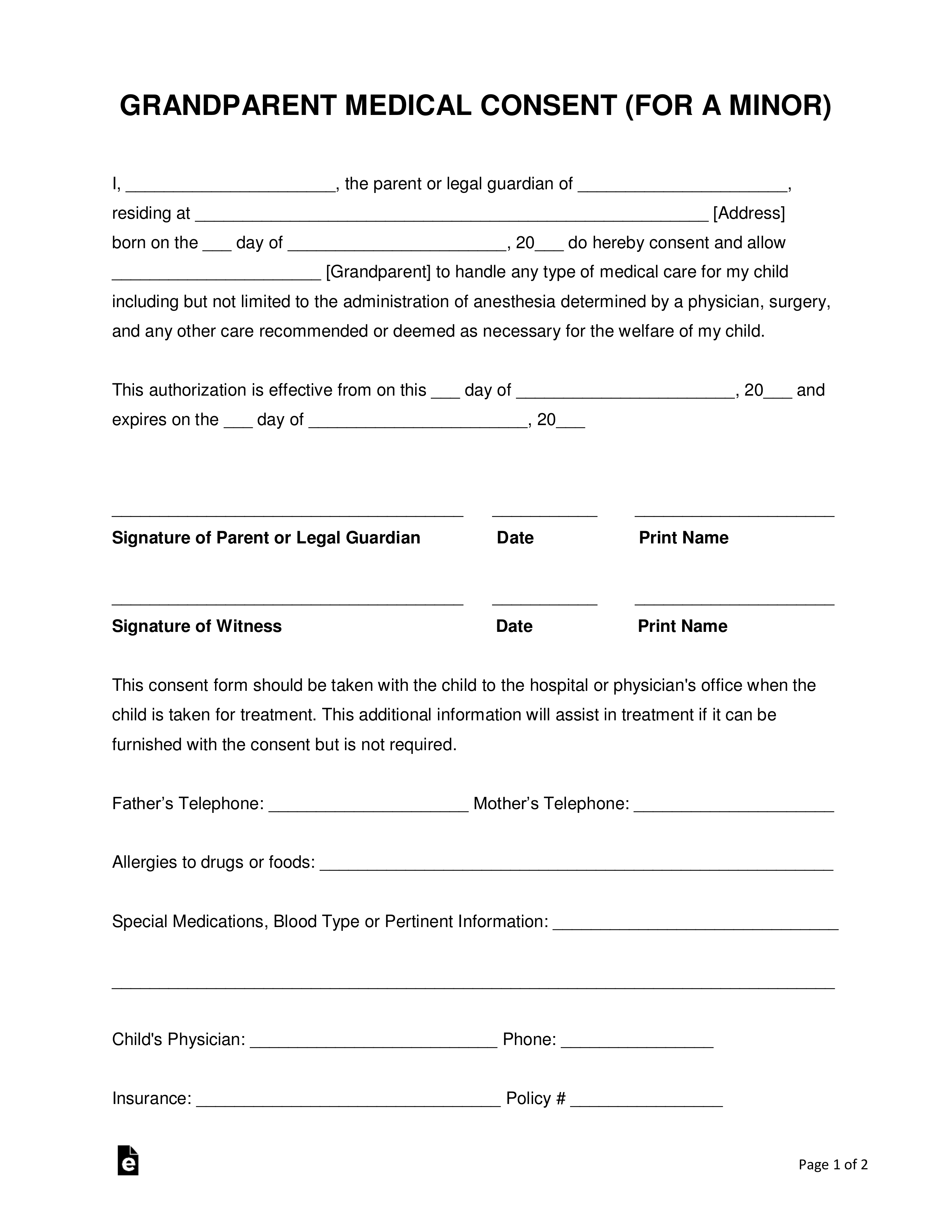 Notarized Printable Temporary Guardianship Agreement Form