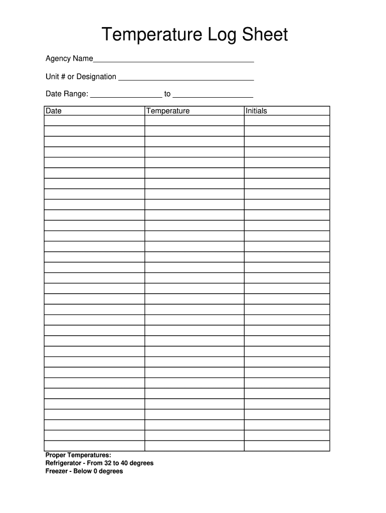 Temperature Logs For Food Service