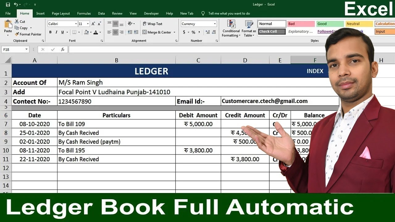 Ledger Account Format In Excel