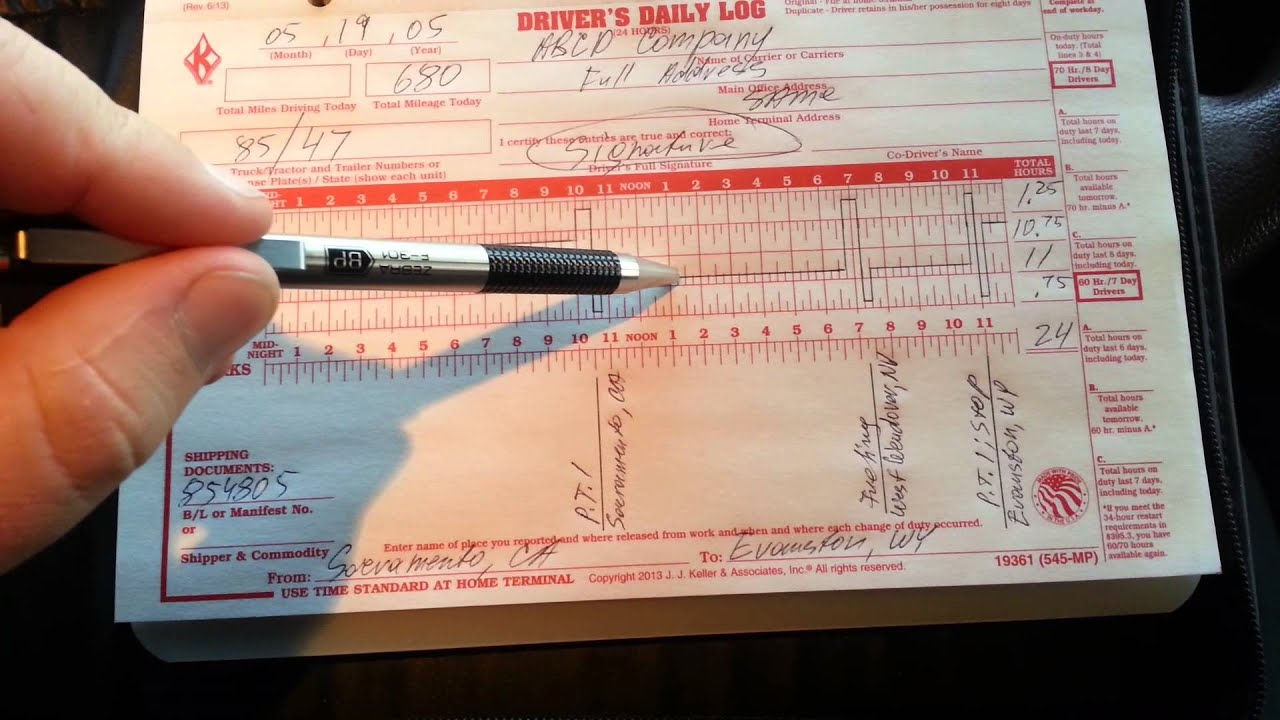Drivers Daily Log Book Examples