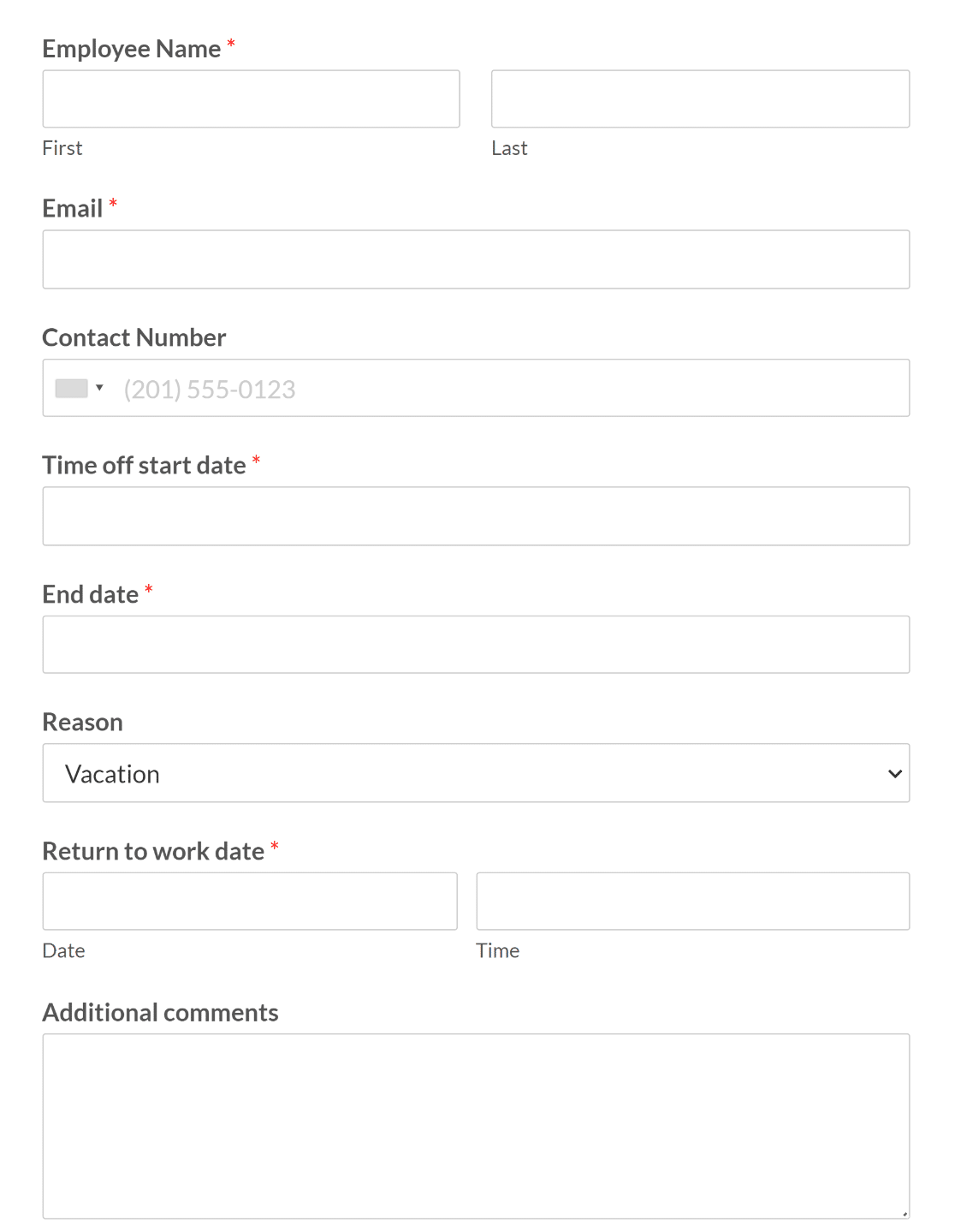 Simple Employee Time Off Request Form