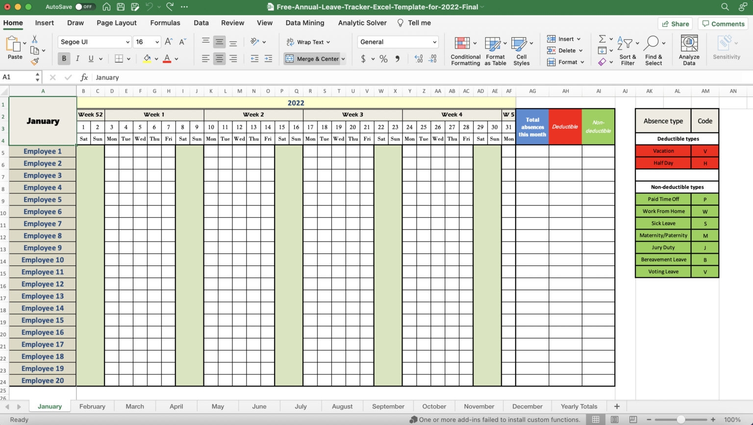 Free Pto Tracker Excel Template