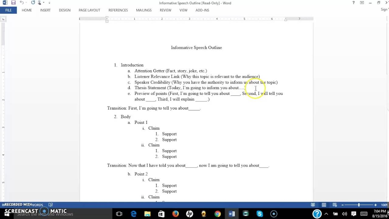 Informative Speech Topics And Outlines