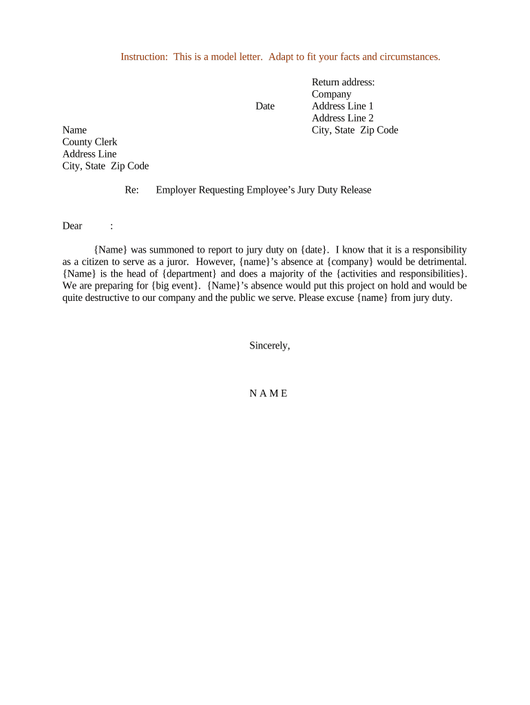 Letter To Jury Duty From Employer
