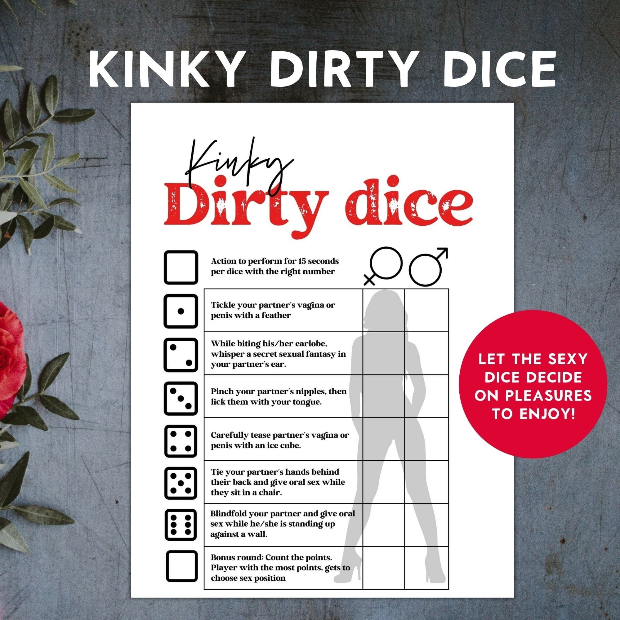 Printable Dirty Dice Template