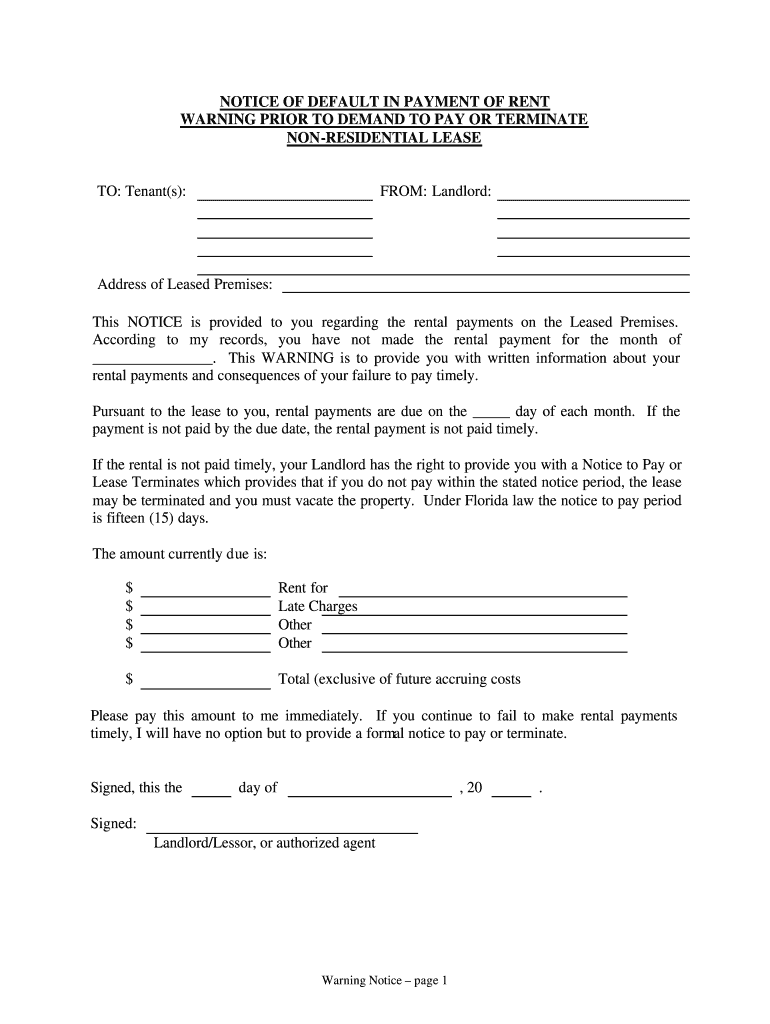 Late Rent Notice Template Pdf Free