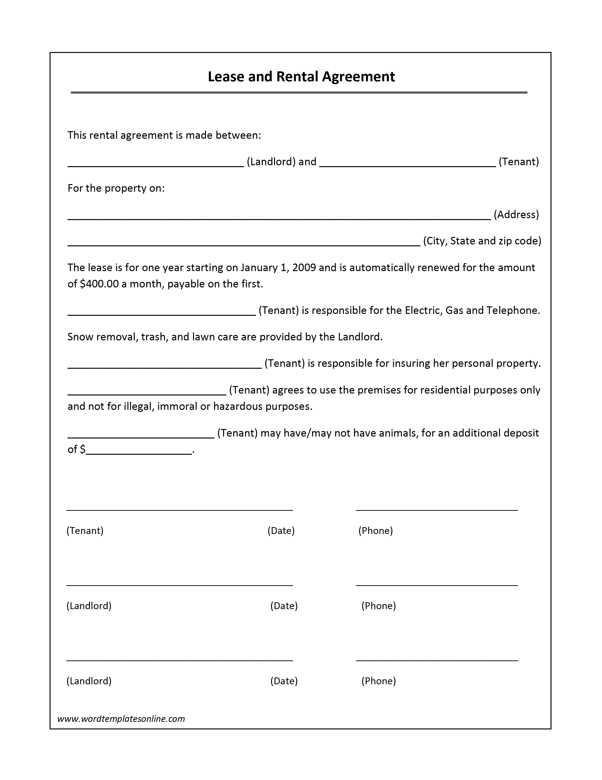 Free Land Lease Agreement Template Word