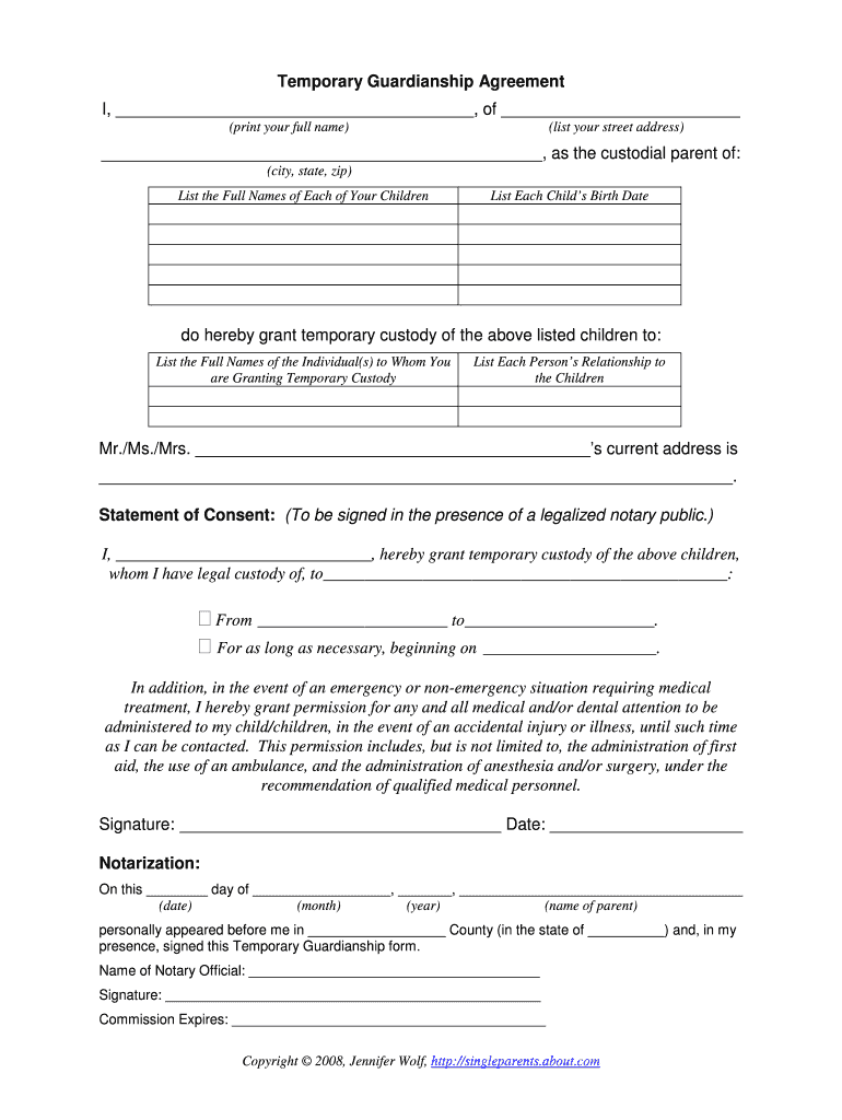 Printable Legal Guardianship Forms Pdf