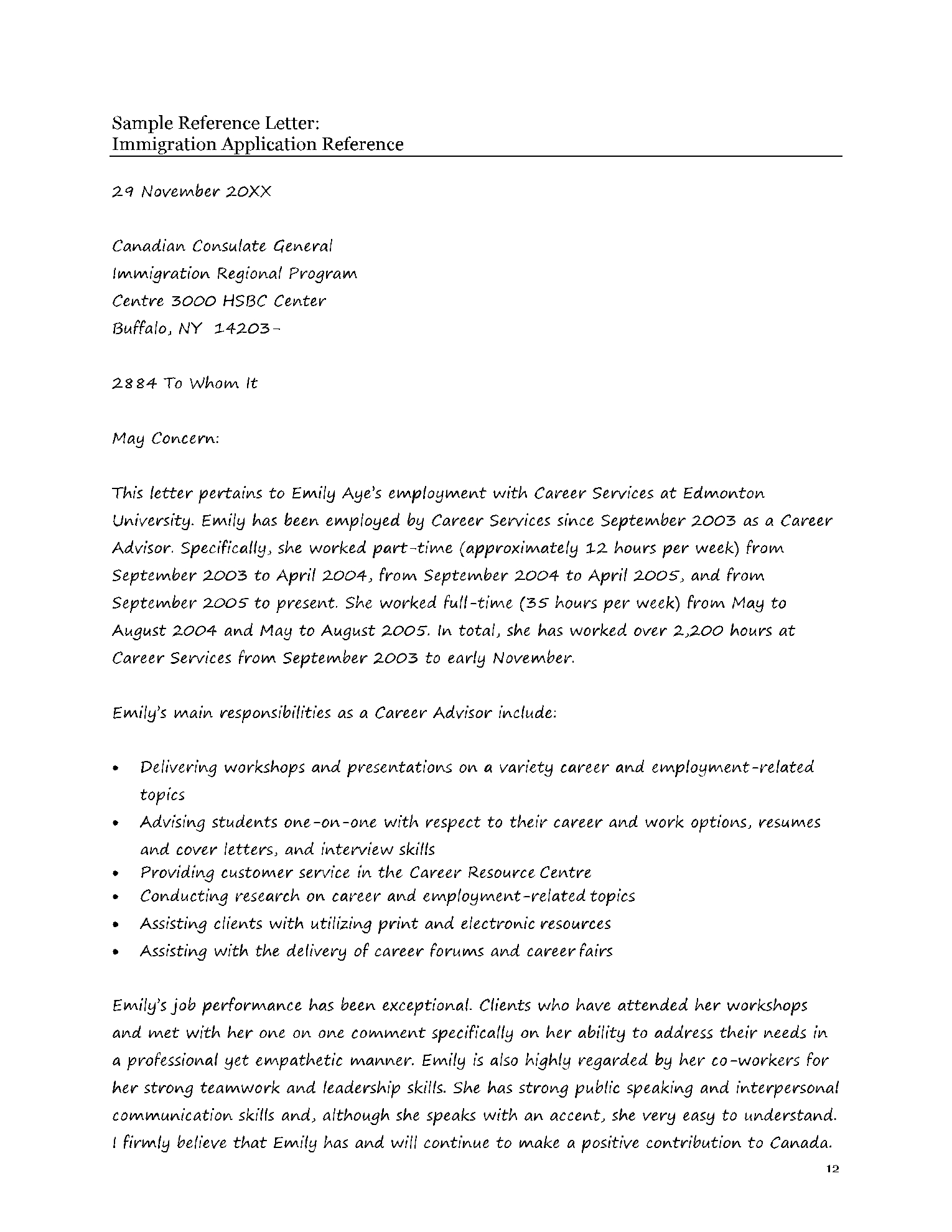 Letter Of Recommendation For Immigration Free Sample CocoSign