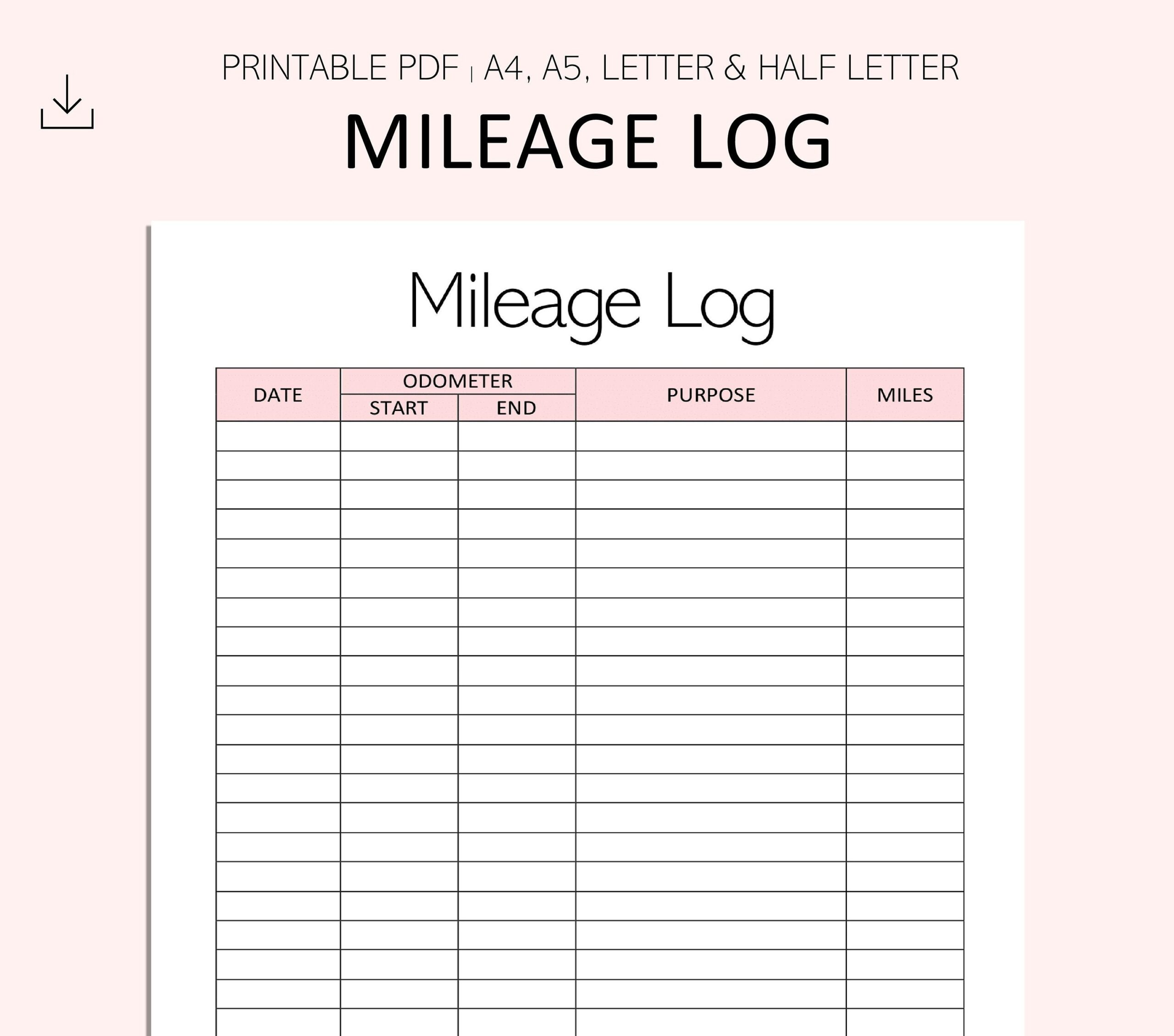 Printable Mileage Log For Taxes